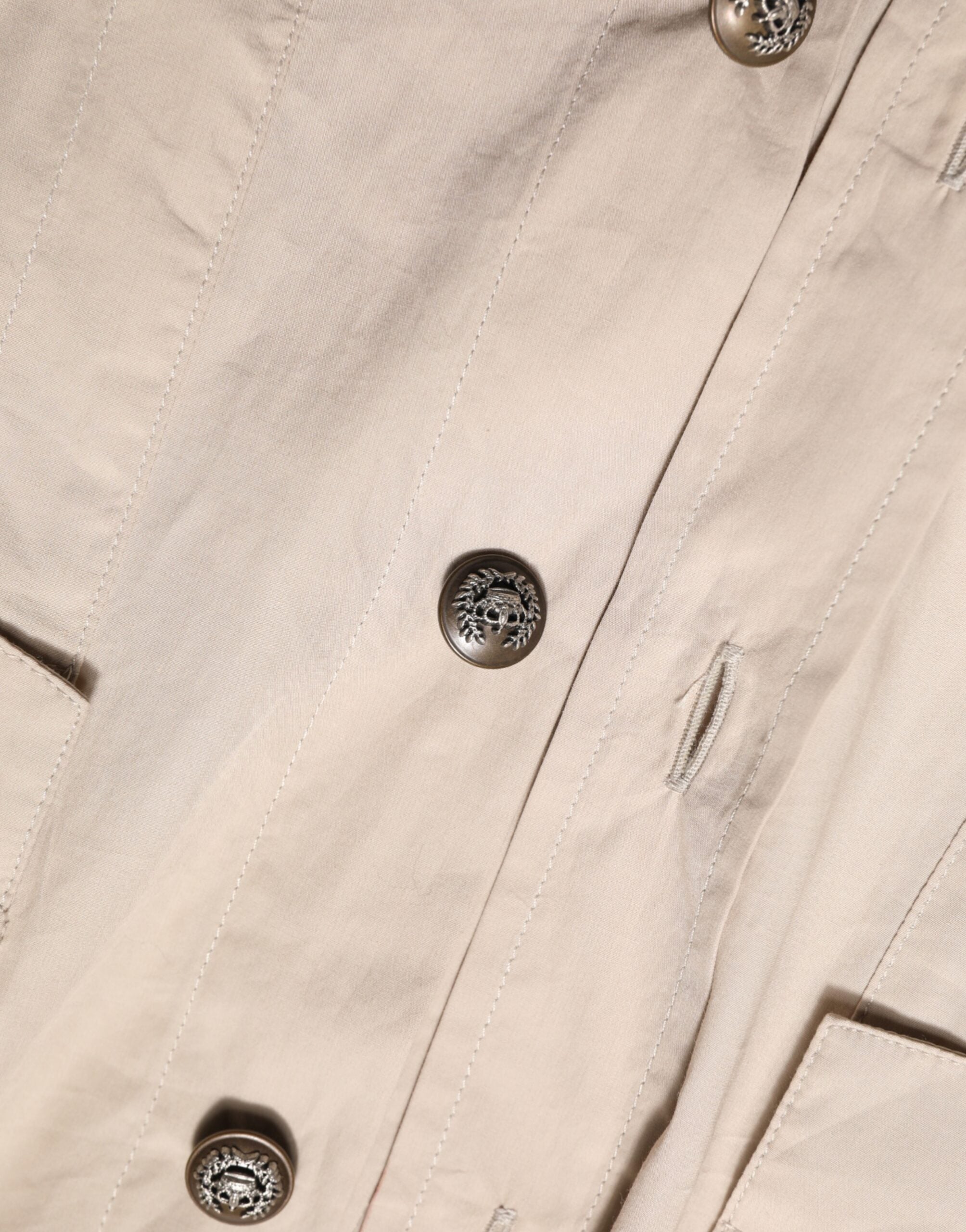 Dolce & Gabbana Beige Collared Long Sleeve Cotton Shirt Top Dolce & Gabbana