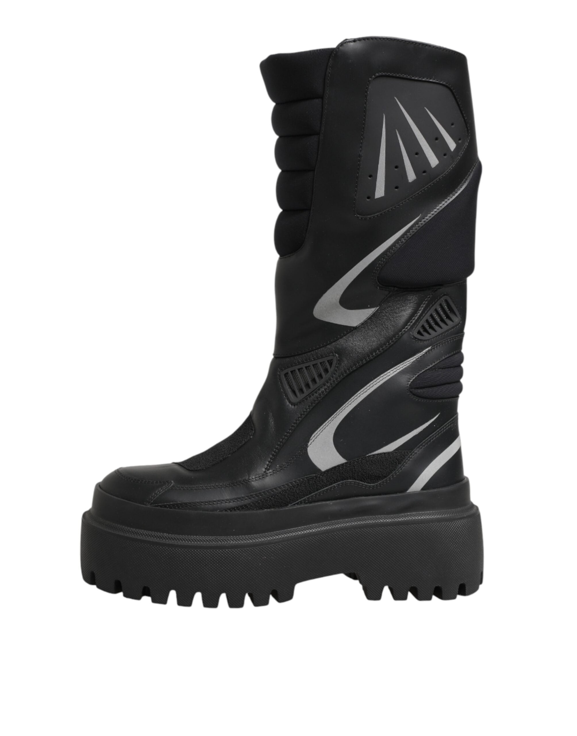 Dolce & Gabbana Black Leather Mid Calf Biker Boots Shoes Dolce & Gabbana