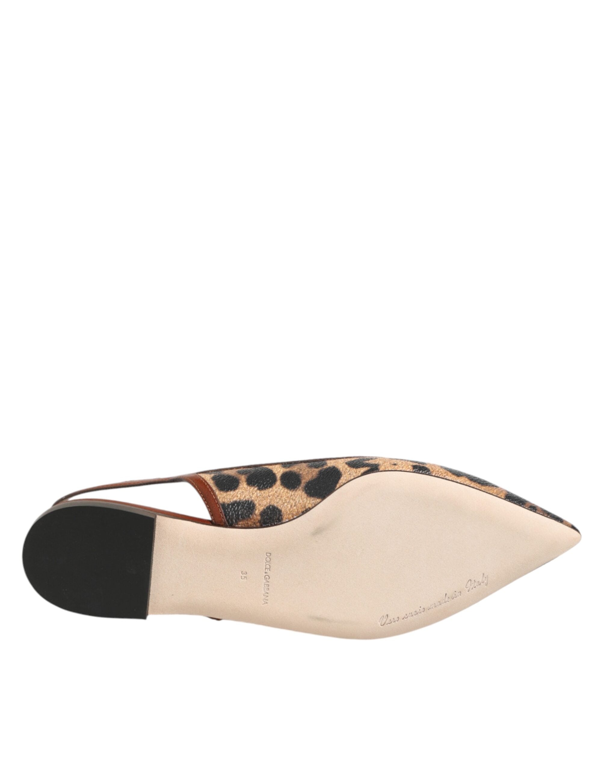Dolce & Gabbana Brown Leopard Slingback Flats Sandals Shoes Dolce & Gabbana
