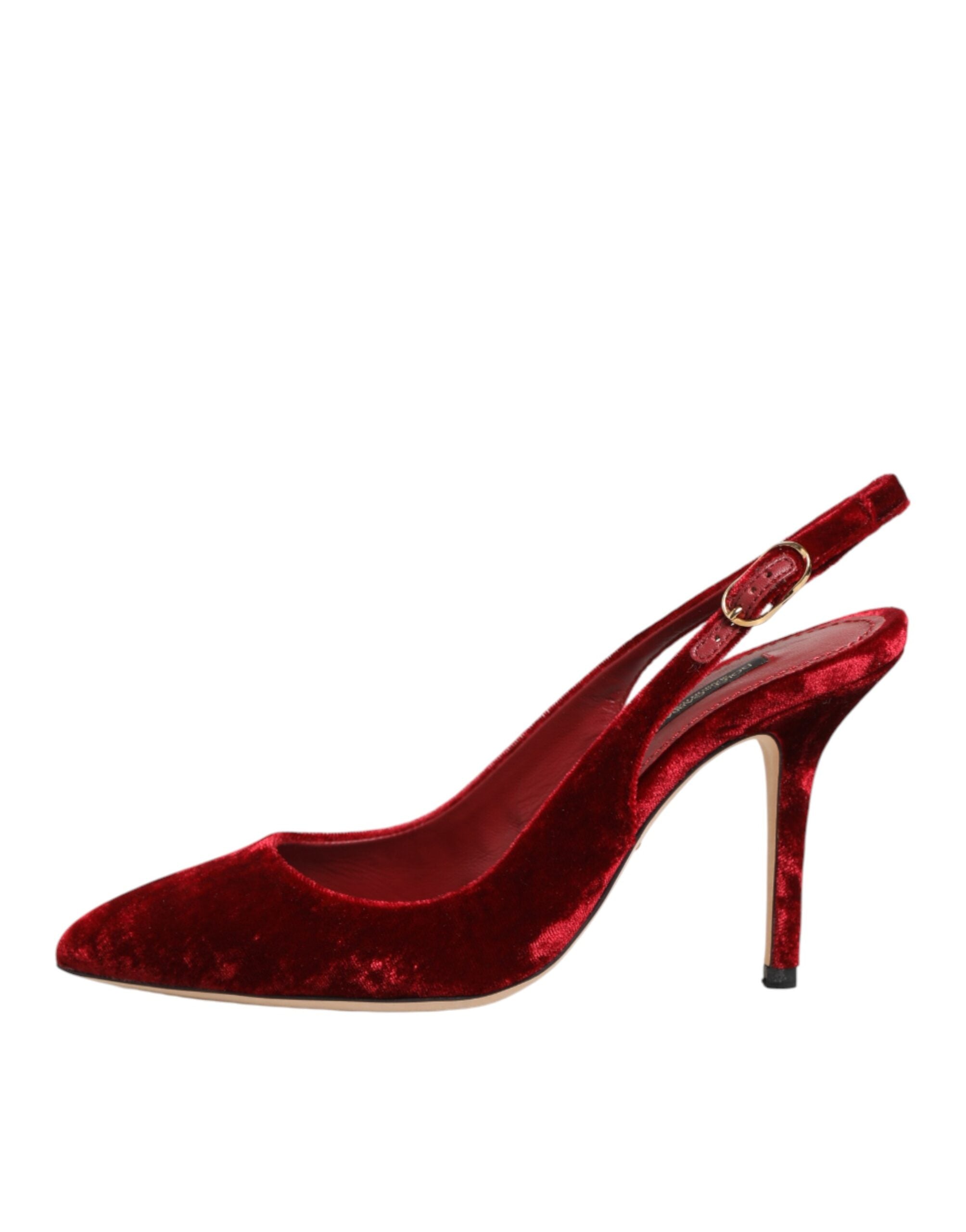 Dolce & Gabbana Red Suede High Heels Slingbacks Sandals Shoes Dolce & Gabbana