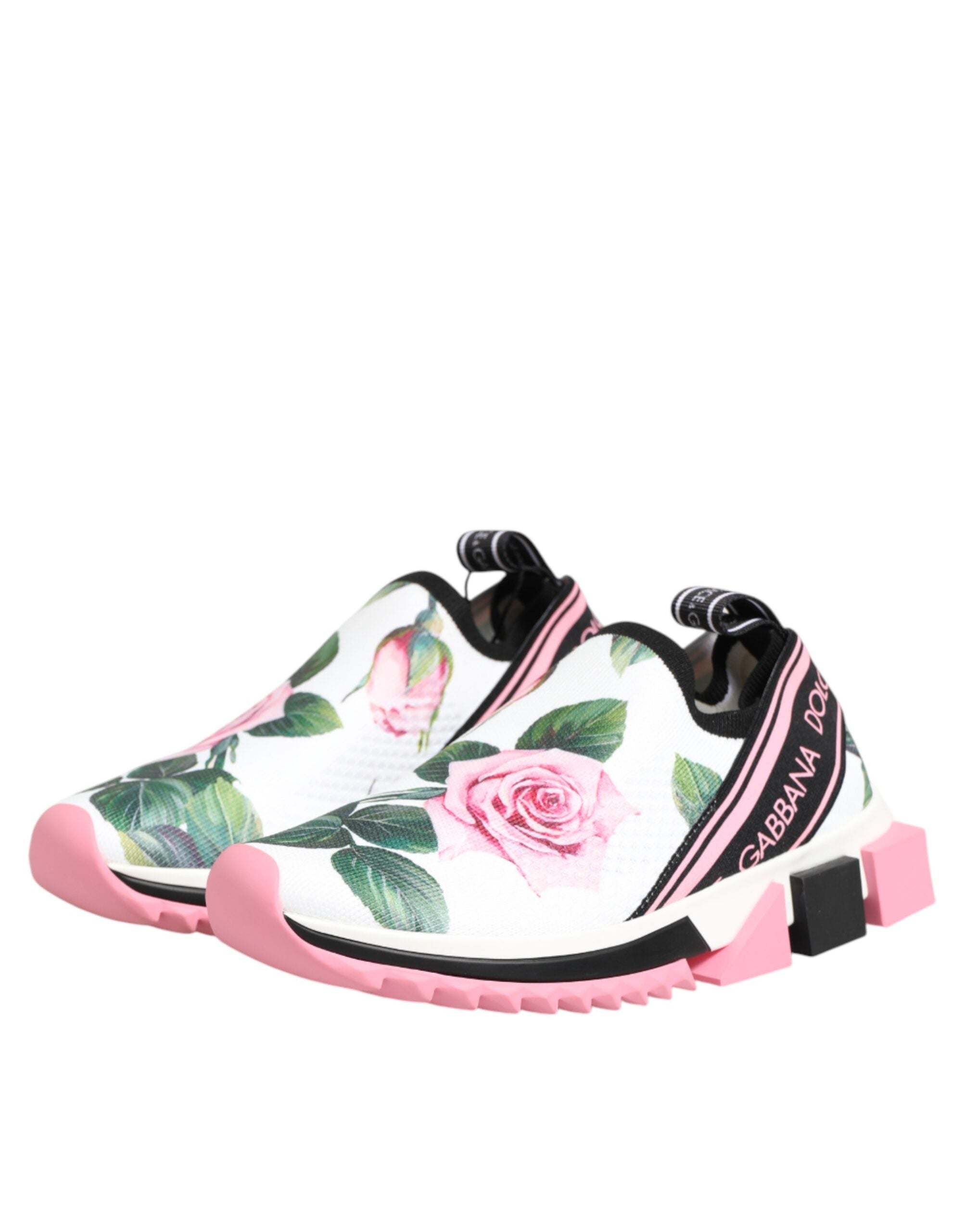 Dolce & Gabbana White Rose Print Sorrento Sneakers Shoes Dolce & Gabbana