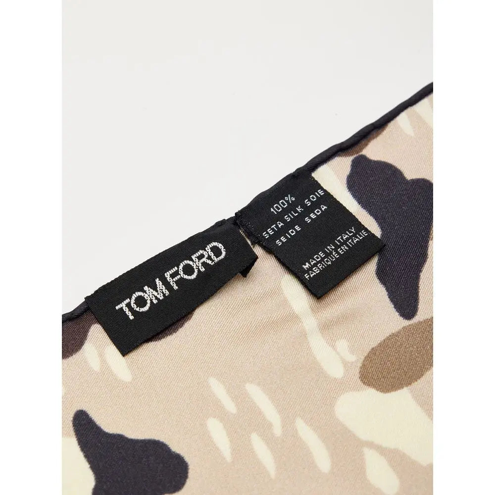 Tom Ford Beige Silk Pocket Square Tom Ford