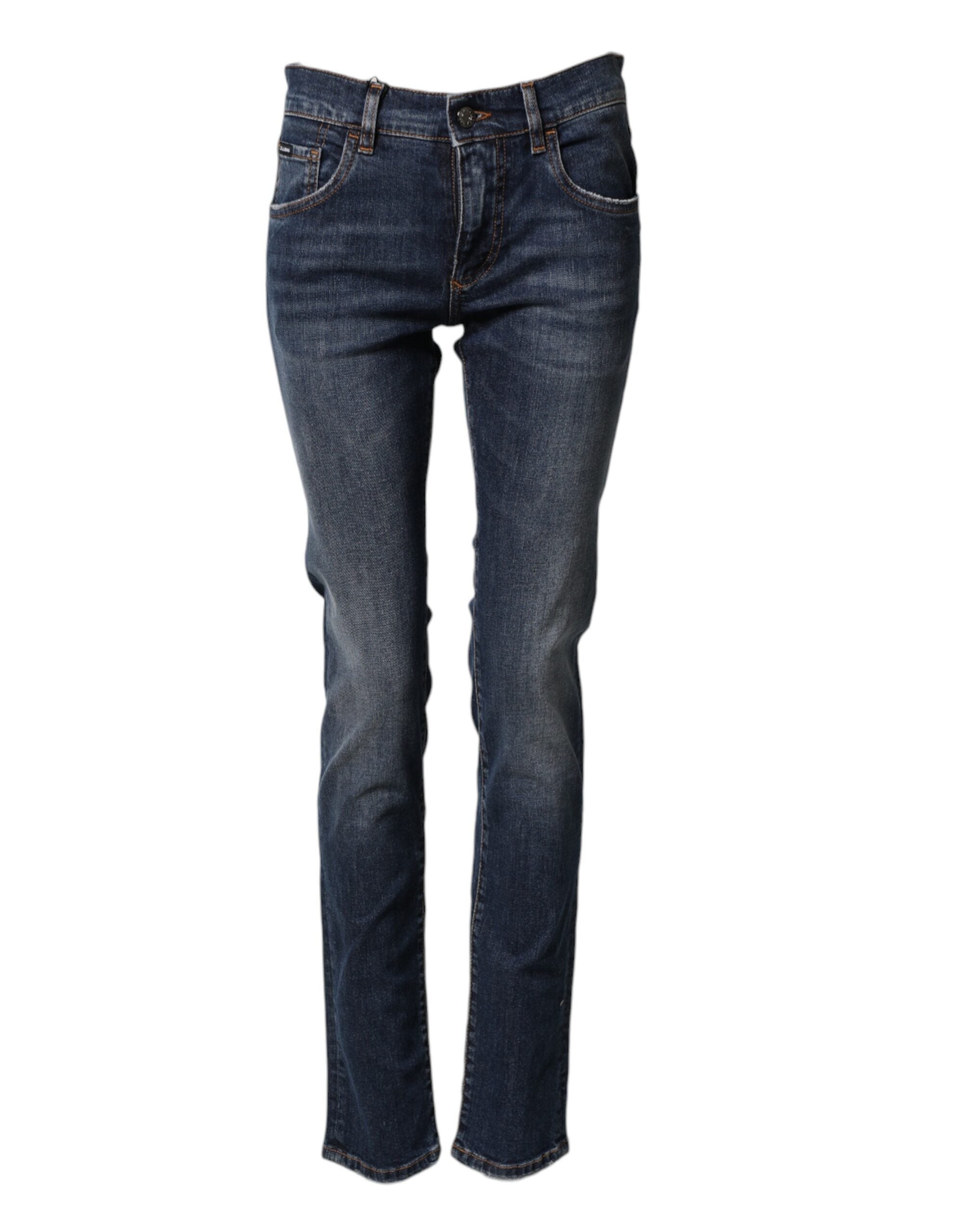 Dolce & Gabbana Blue Cotton Stretch Skinny Men Denim Jeans Dolce & Gabbana