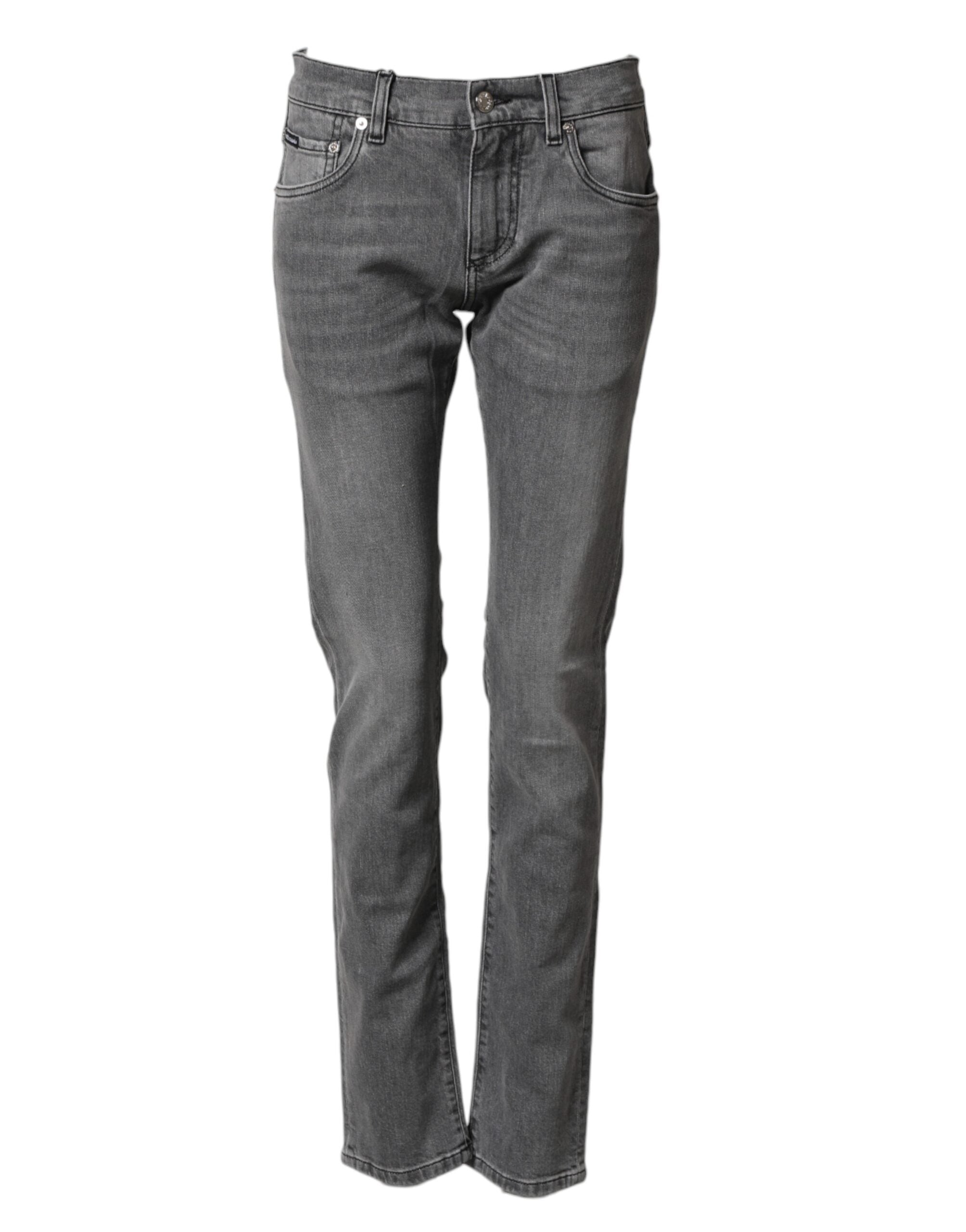 Dolce & Gabbana Gray Cotton Mid Waist Skinny Denim Jeans Dolce & Gabbana