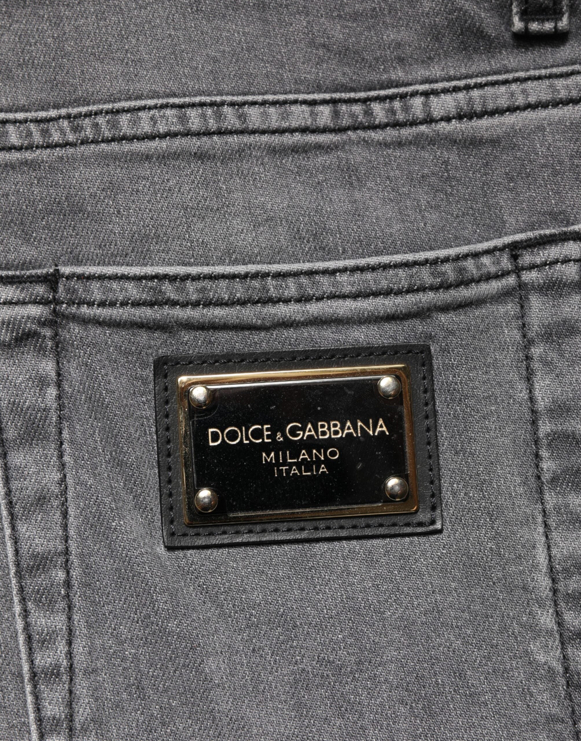 Dolce & Gabbana Gray Cotton Mid Waist Skinny Denim Jeans Dolce & Gabbana