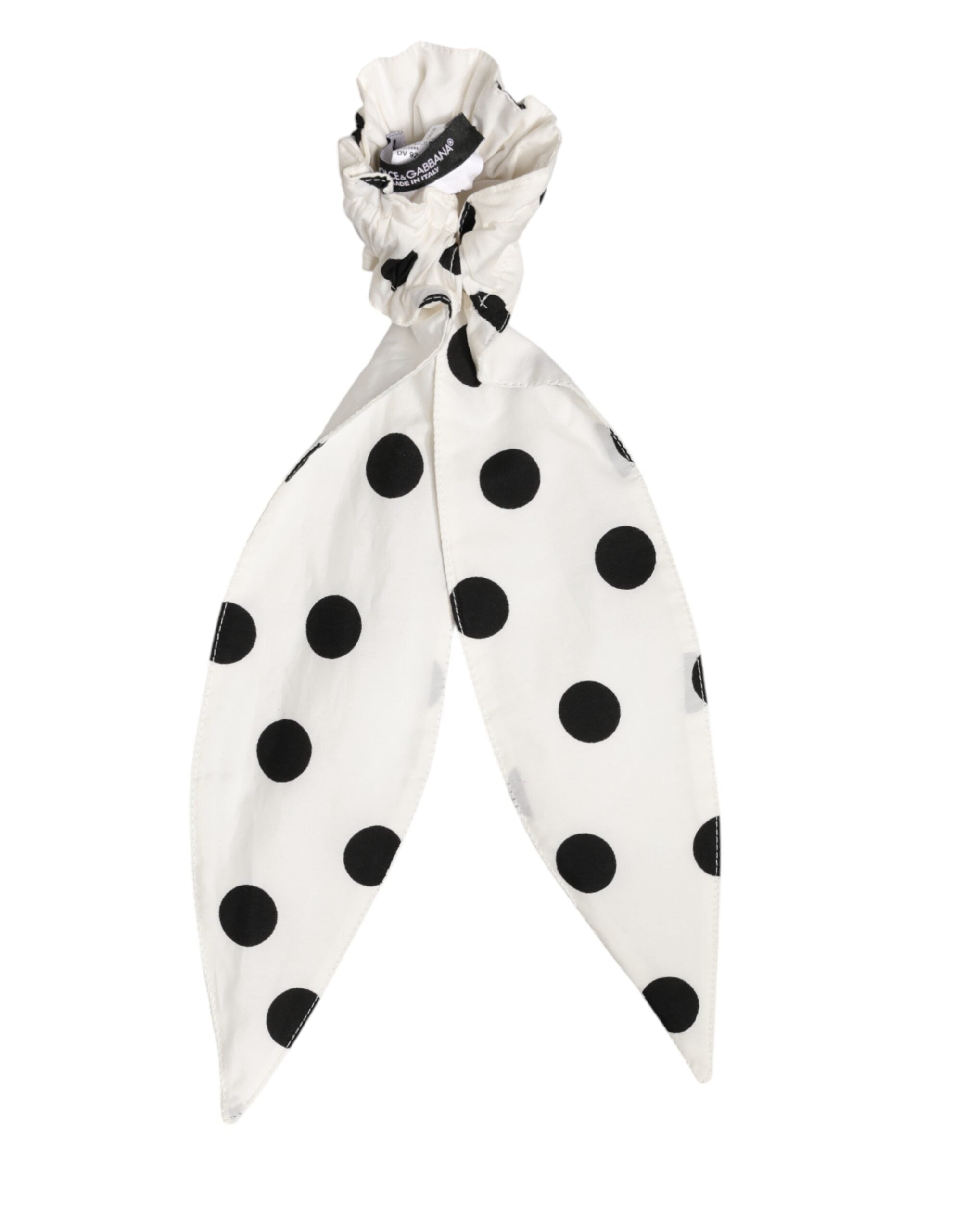 Dolce & Gabbana Scrunchie White Cotton Polka Dot Scarf Tie Accessory Hair Dolce & Gabbana