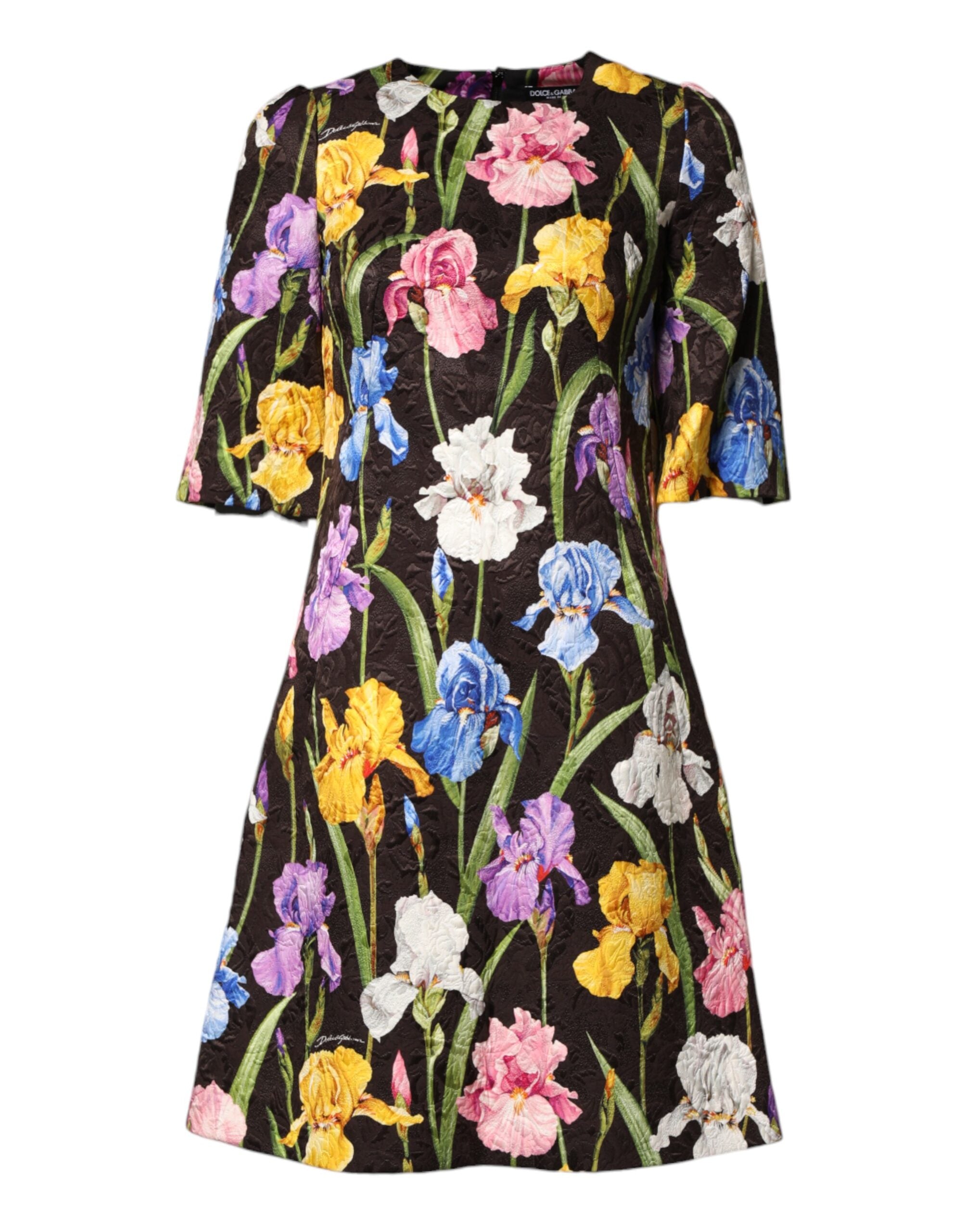 Dolce & Gabbana Black Floral Brocade A-line Mini Dress Dolce & Gabbana
