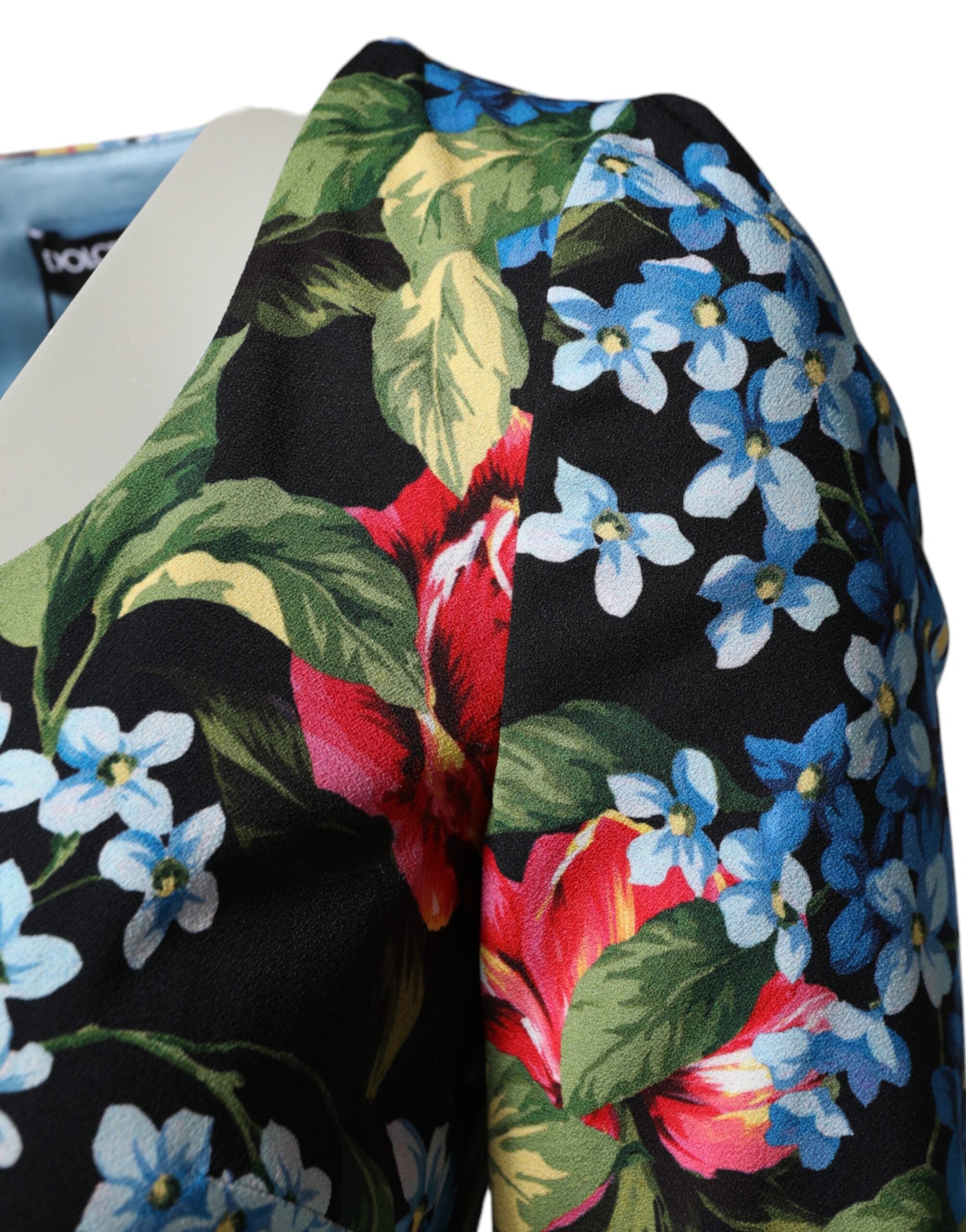 Dolce & Gabbana Black Floral Print Viscose Sheath Midi Dress Dolce & Gabbana