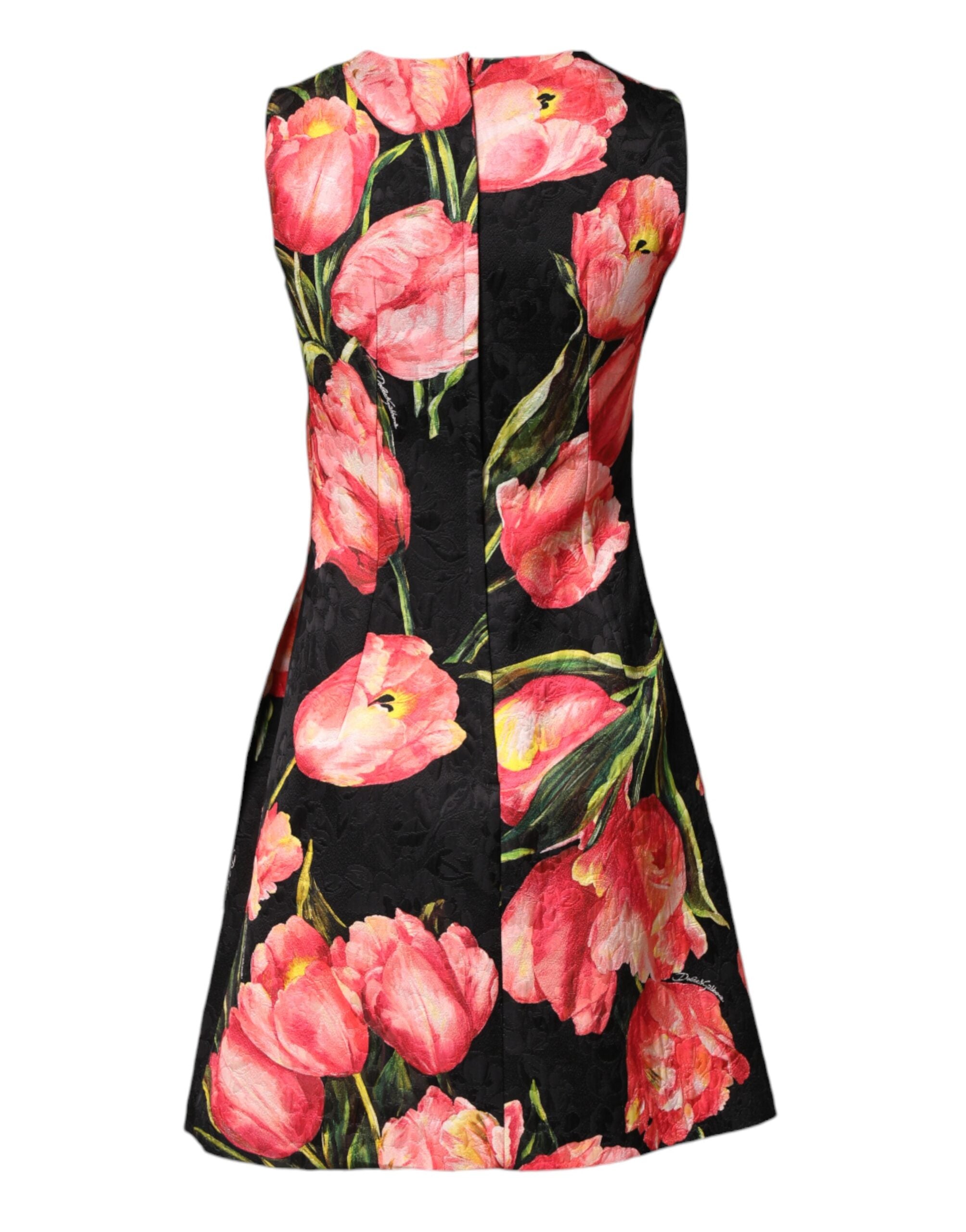 Dolce & Gabbana Black Floral Print Viscose A-line Mini Dress Dolce & Gabbana