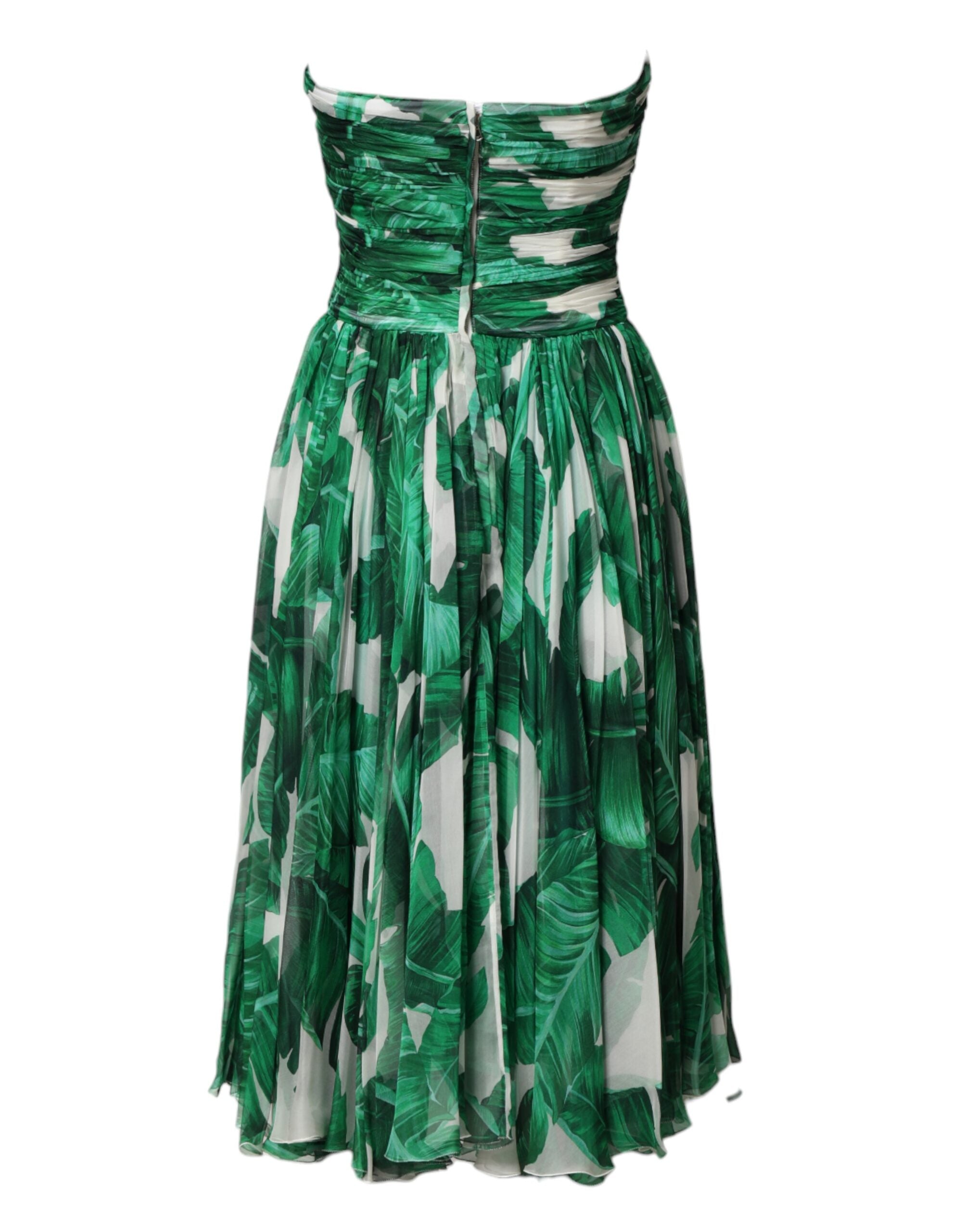Dolce & Gabbana Green Pineapple Embellished BananaLeaf Dress Dolce & Gabbana