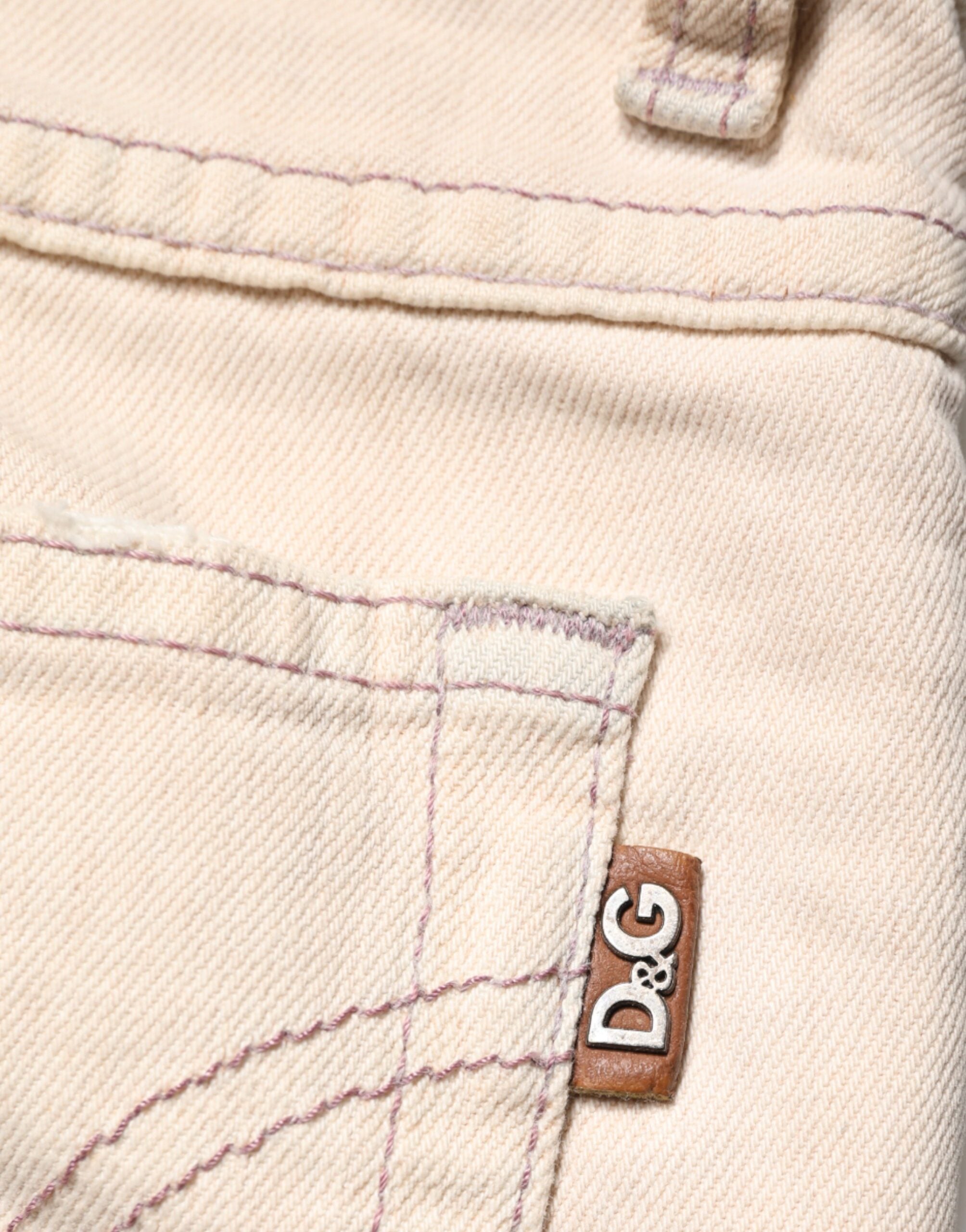 Dolce & Gabbana Beige Low Waist Cotton Slim Fit Denim Trousers Jeans Dolce & Gabbana
