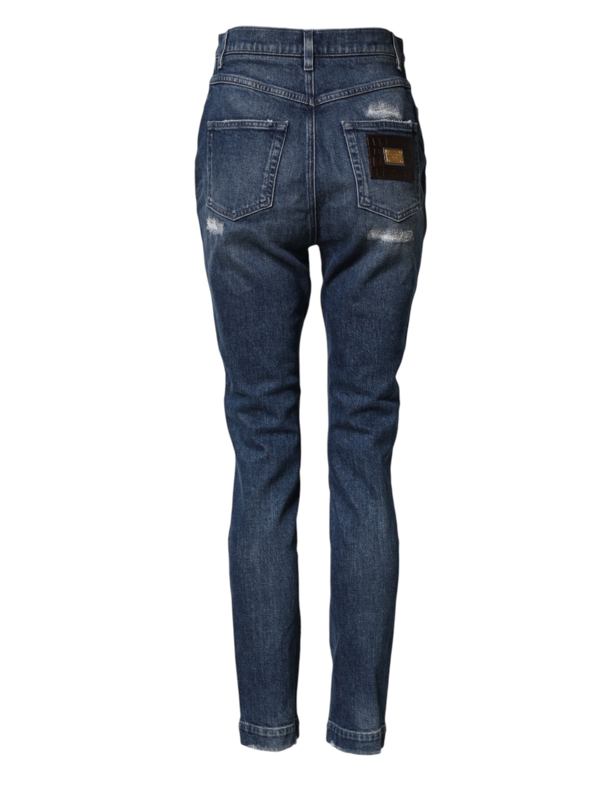 Dolce & Gabbana Blue Distressed Washed Logo GRACE Denim Jeans Dolce & Gabbana