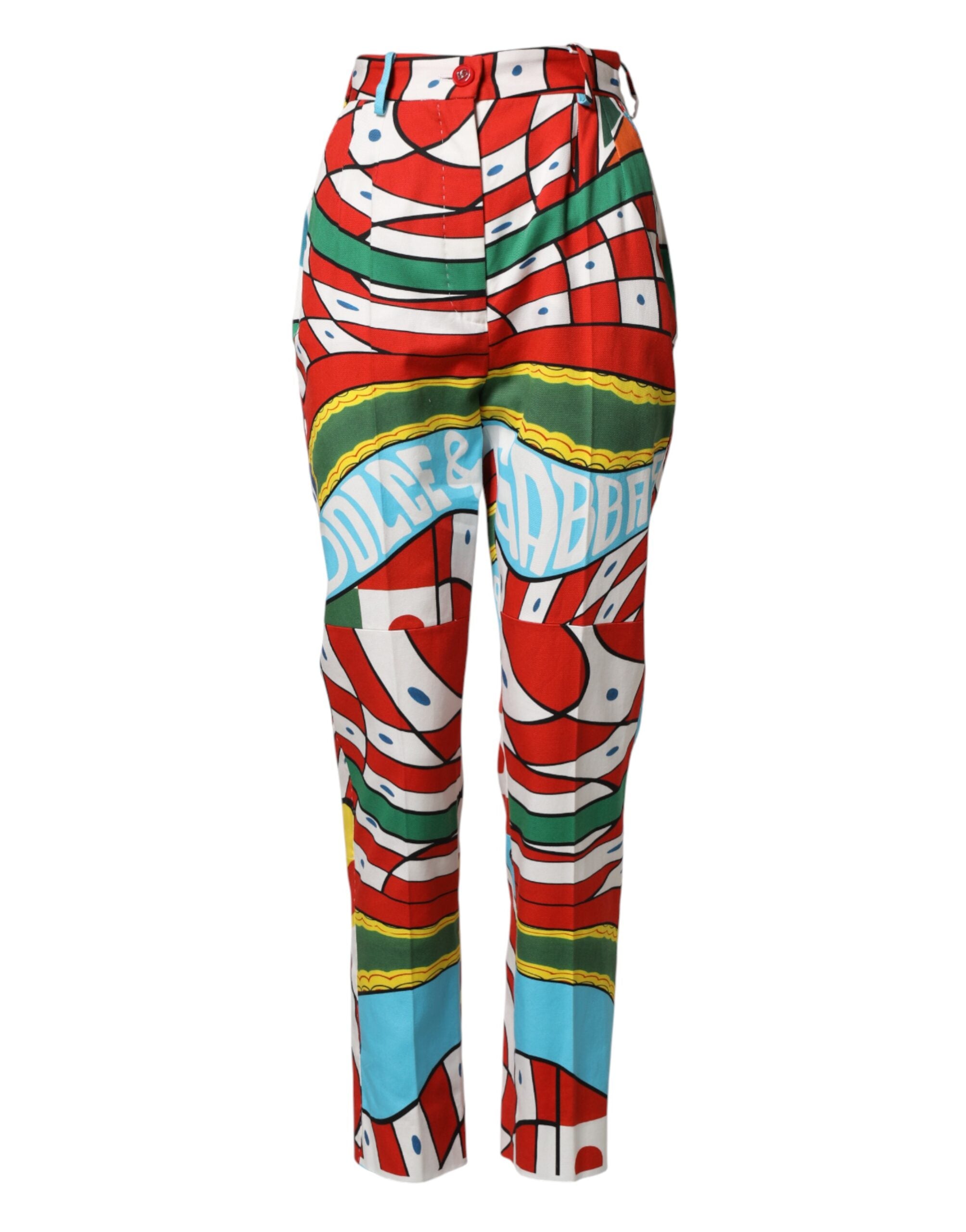 Dolce & Gabbana Multicolor Geometric Pattern Straight Pants Dolce & Gabbana