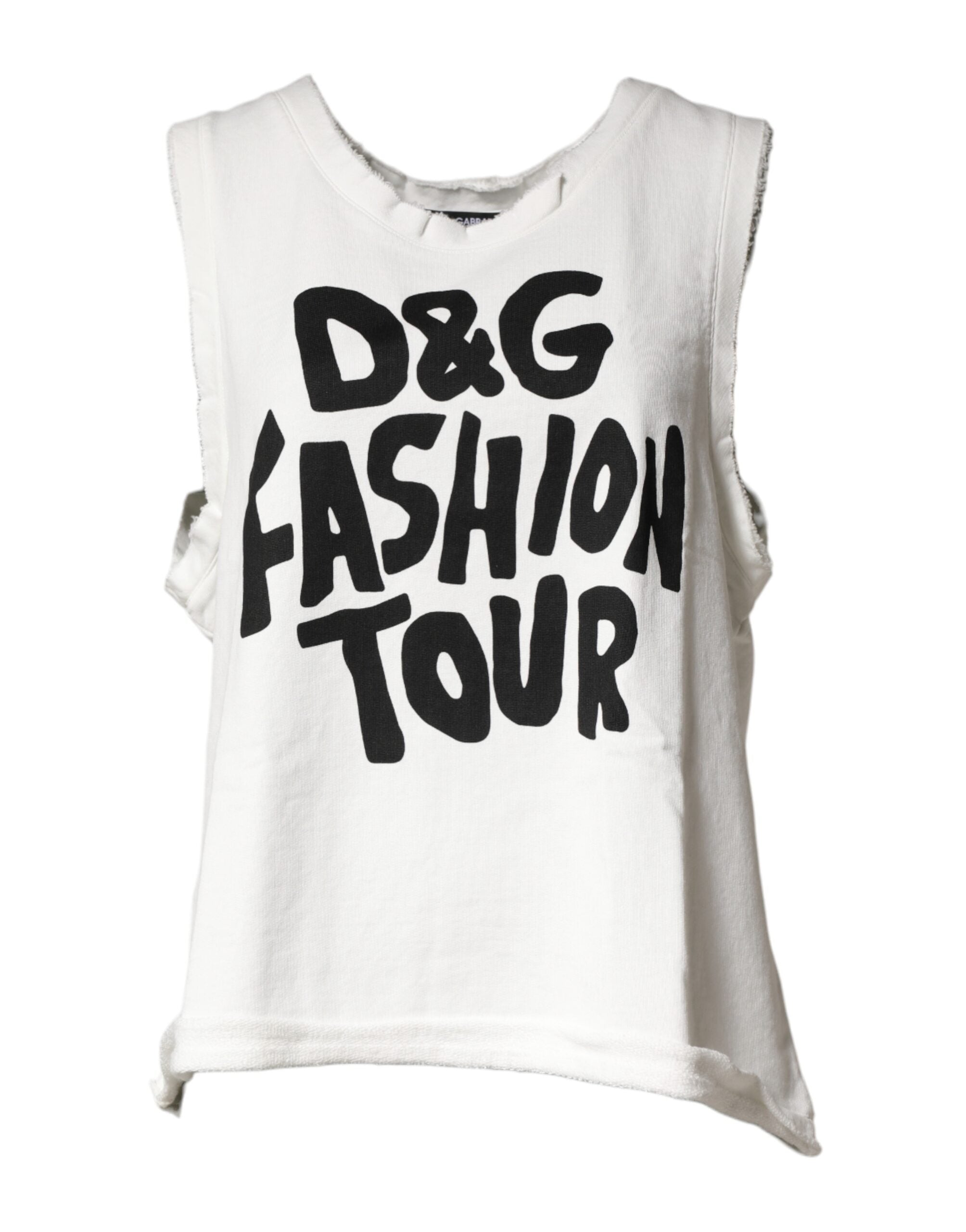 Dolce & Gabbana White Graphic CrewNeck Sleeveless Tank T-shirt Dolce & Gabbana