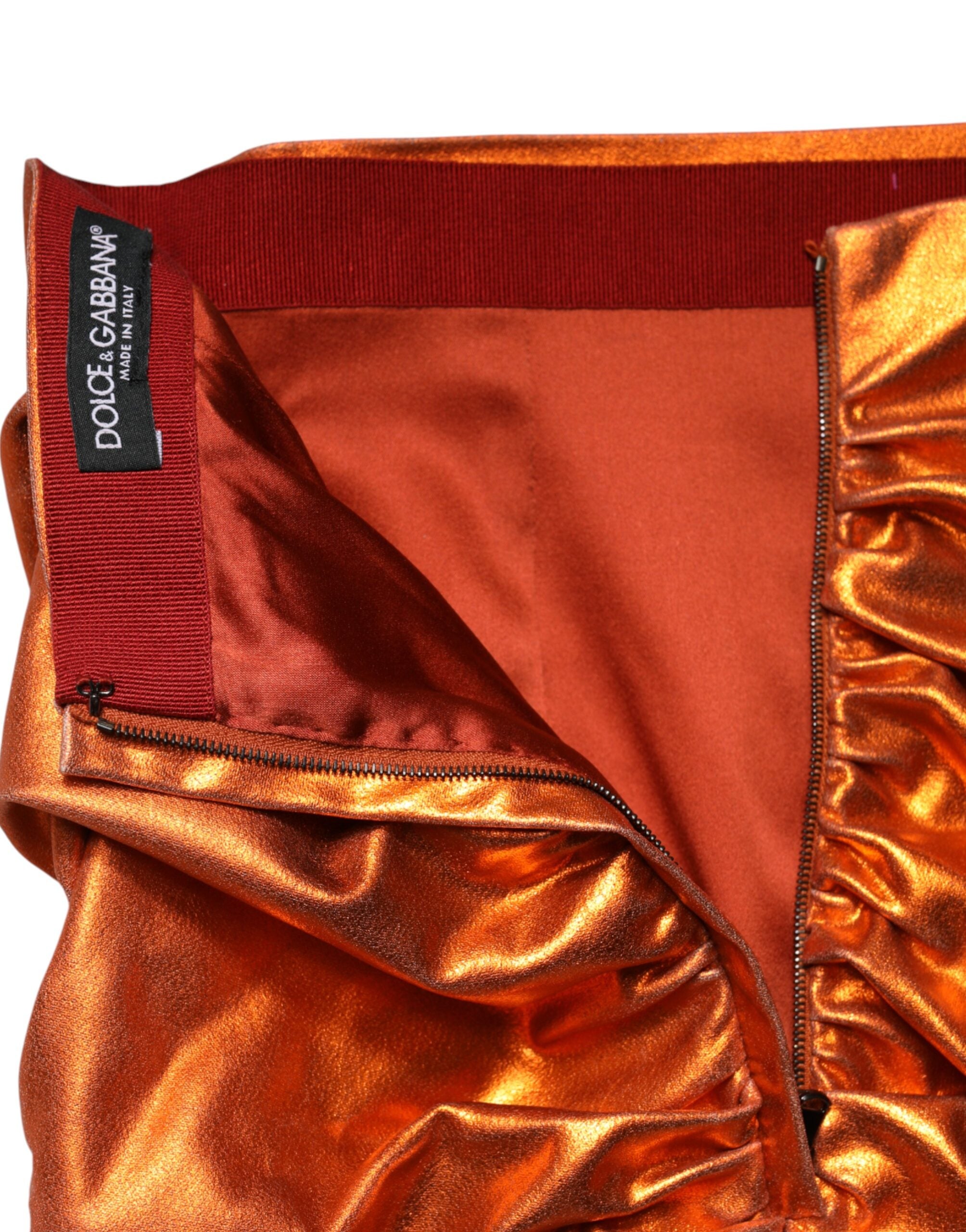 Dolce & Gabbana Metallic Orange Viscose High Waist Mini Skirt Dolce & Gabbana
