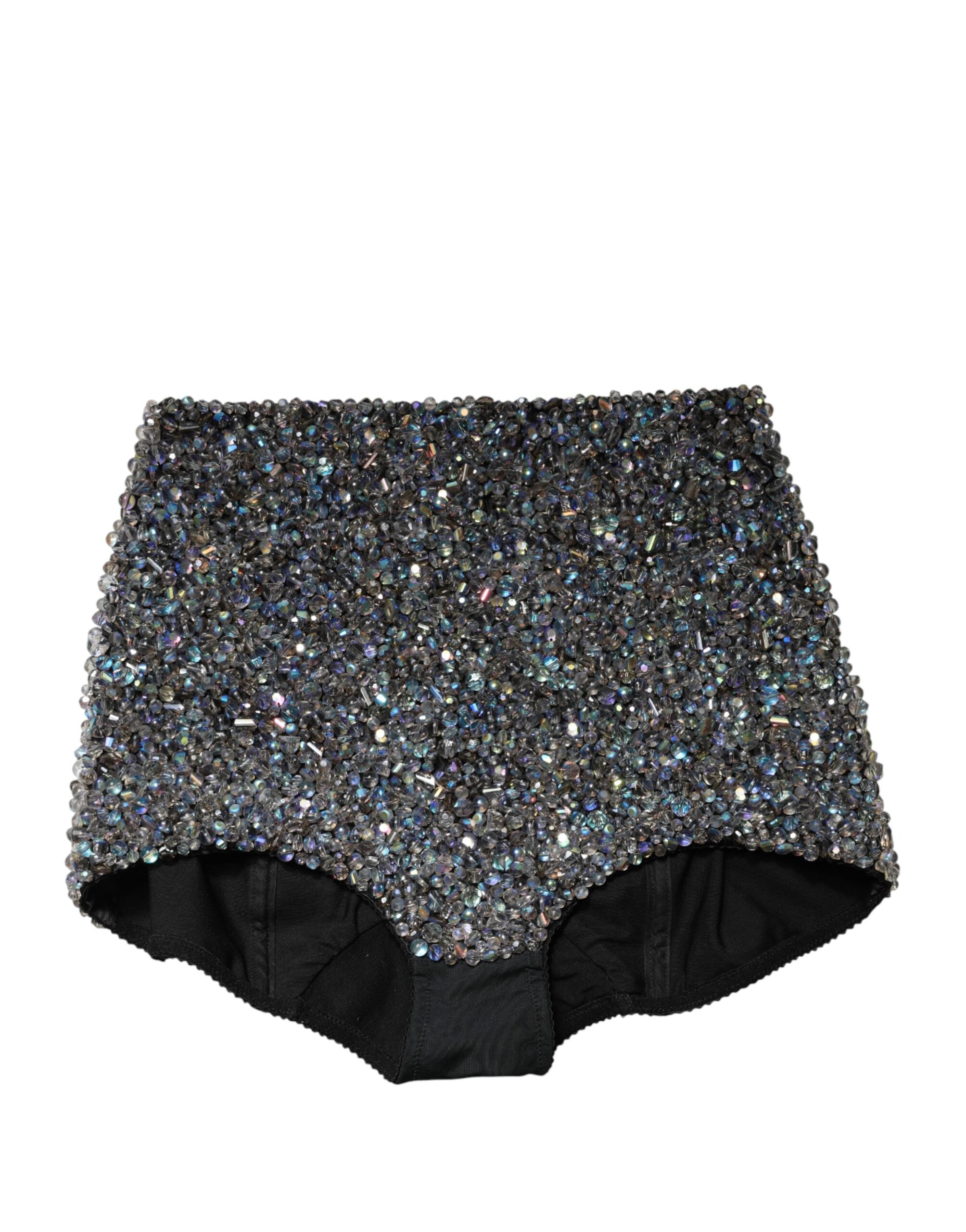 Dolce & Gabbana Multicolor Embellished High Waist Hot Pants Shorts Dolce & Gabbana