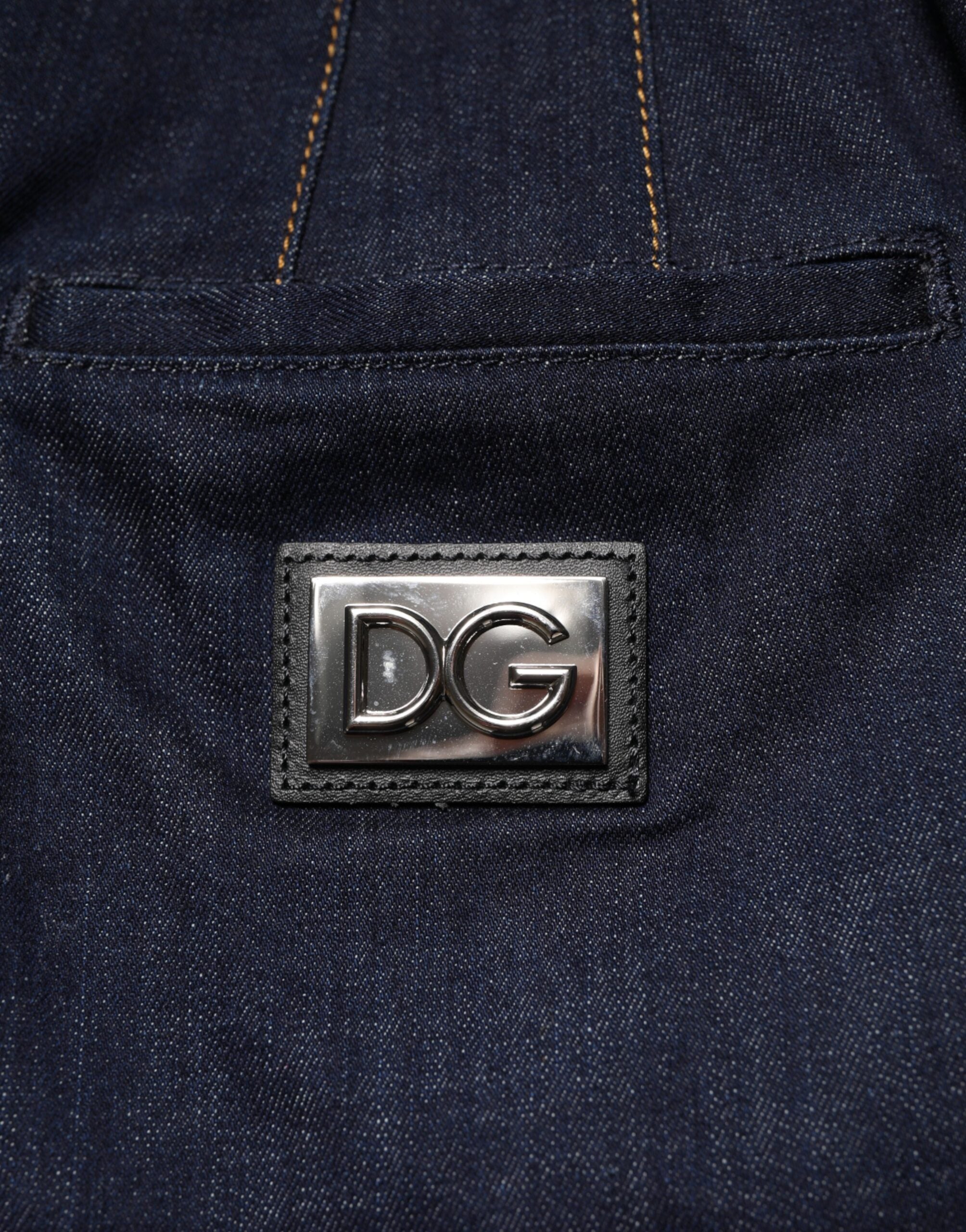 Dolce & Gabbana Dark Blue Cotton A-line Denim Midi Skirt Dolce & Gabbana