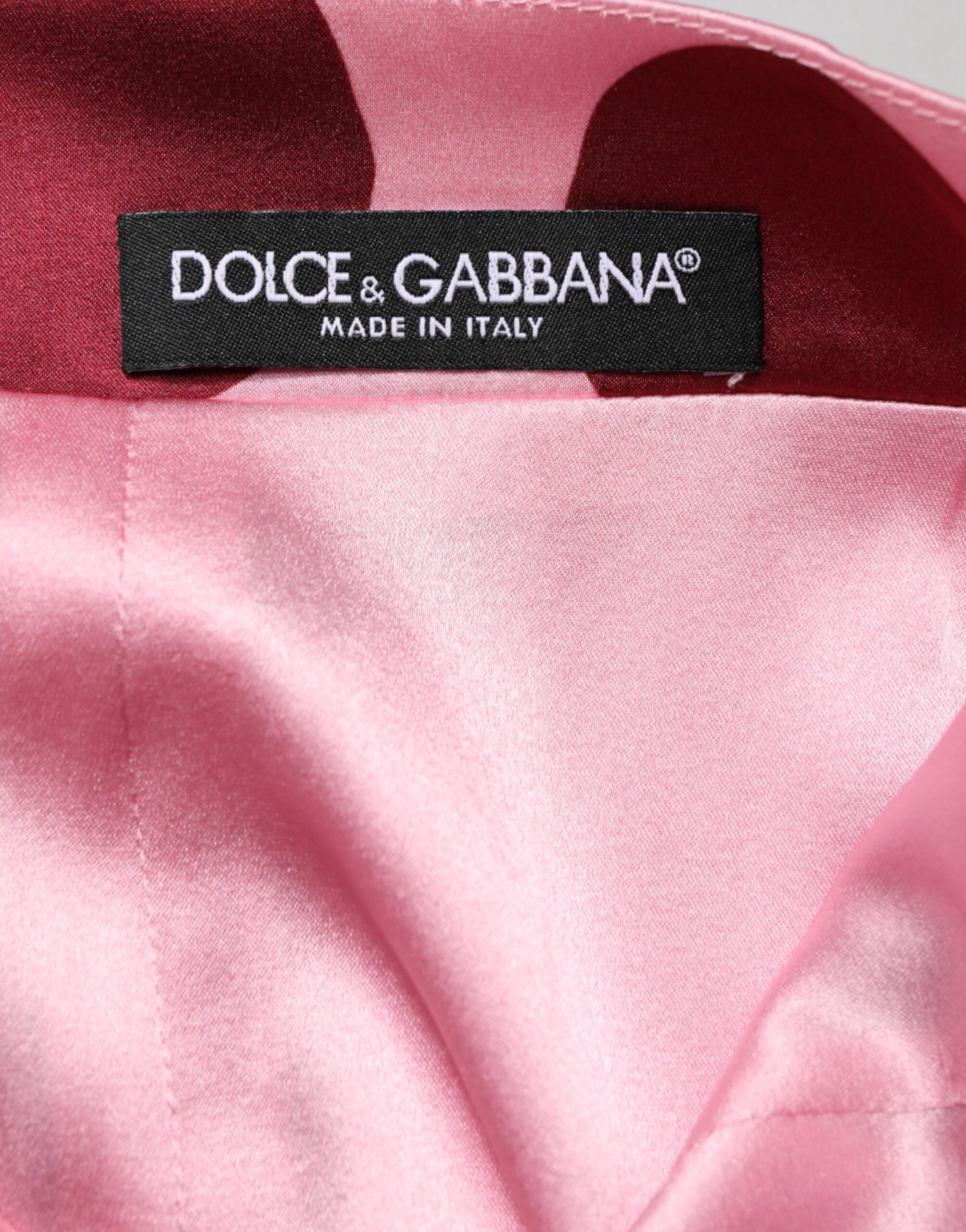 Dolce & Gabbana Pink Polka Dot Silk Pencil Cut Midi Skirt Dolce & Gabbana