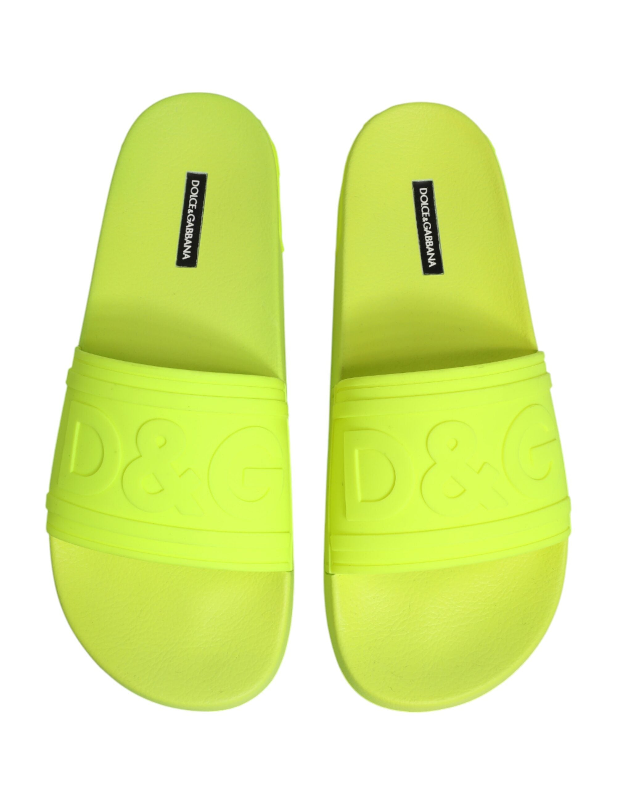 Dolce & Gabbana Green Rubber Slides Sandals Beachwear Shoes Dolce & Gabbana