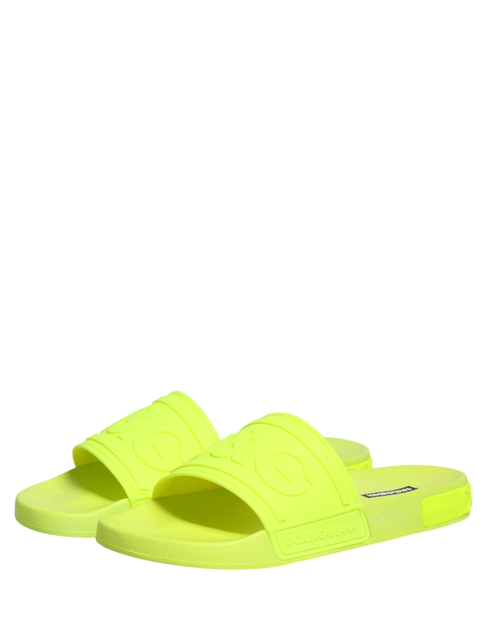 Dolce & Gabbana Green Rubber Slides Sandals Beachwear Shoes Dolce & Gabbana