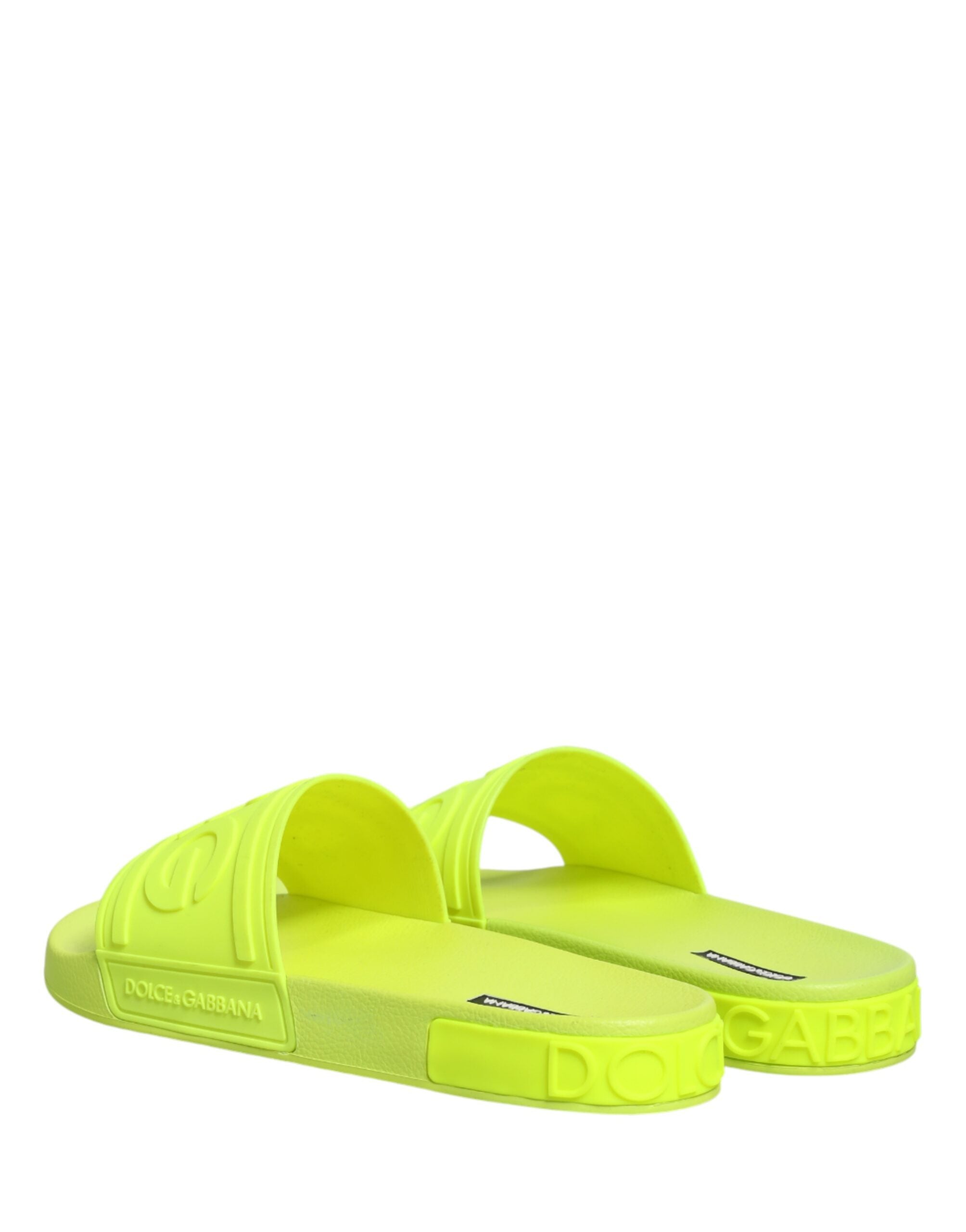 Dolce & Gabbana Green Rubber Slides Sandals Beachwear Shoes Dolce & Gabbana