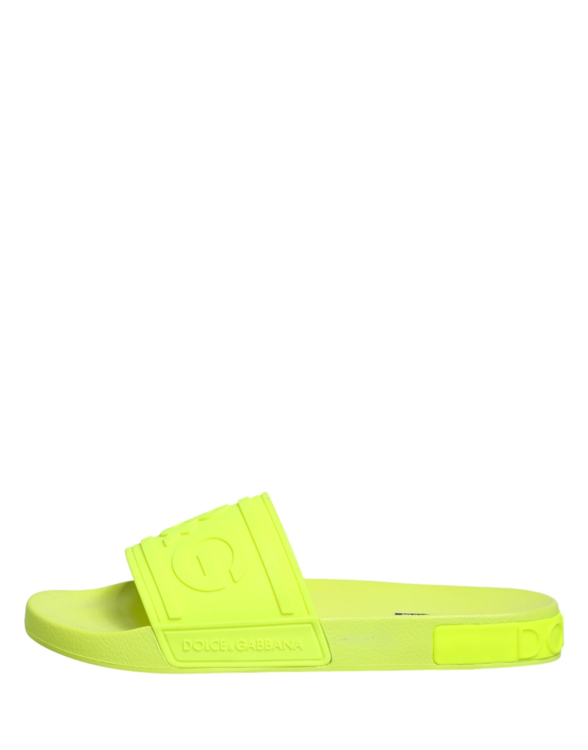 Dolce & Gabbana Green Rubber Slides Sandals Beachwear Shoes Dolce & Gabbana