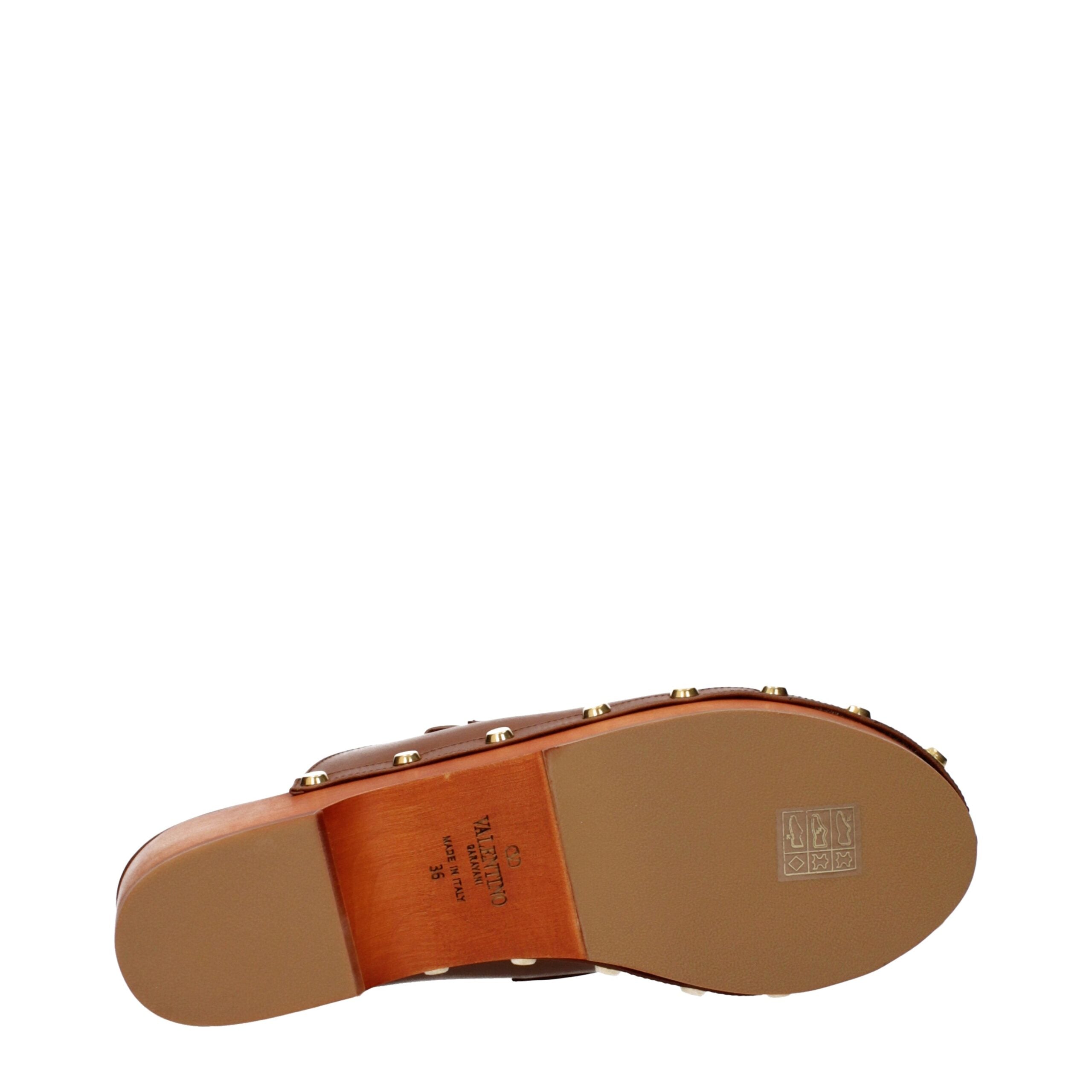 Valentino Garavani Brown Leather Slippers Valentino Garavani