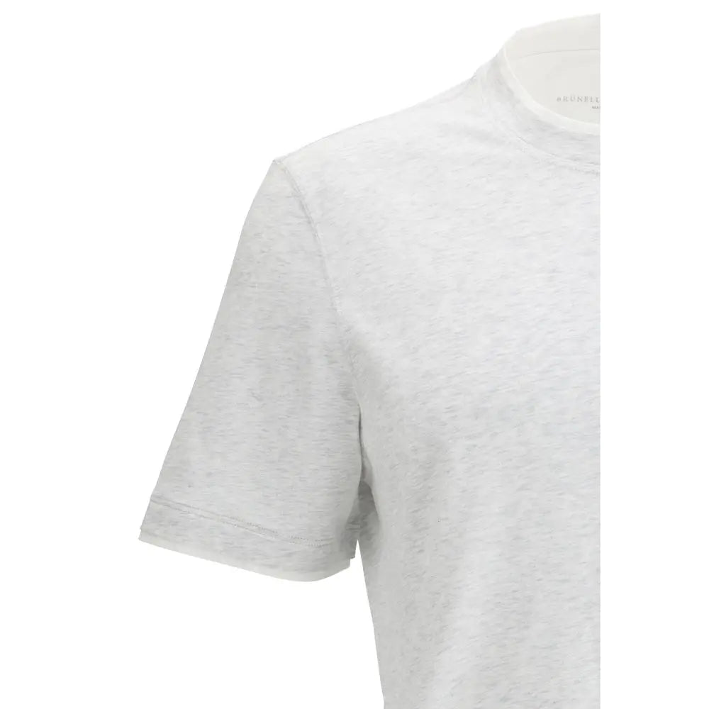Brunello Cucinelli Gray Cotton T-Shirt Brunello Cucinelli