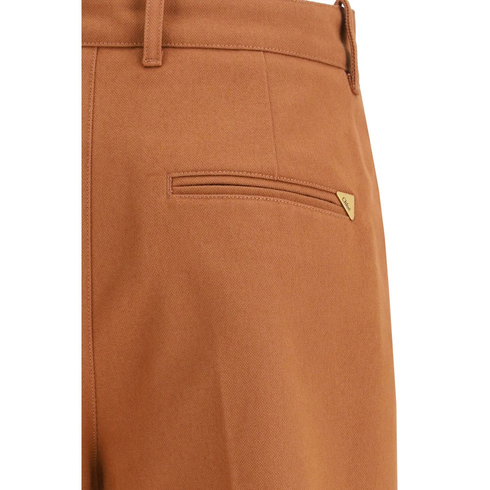Chloé Brown Cotton Flared Pants Chloé