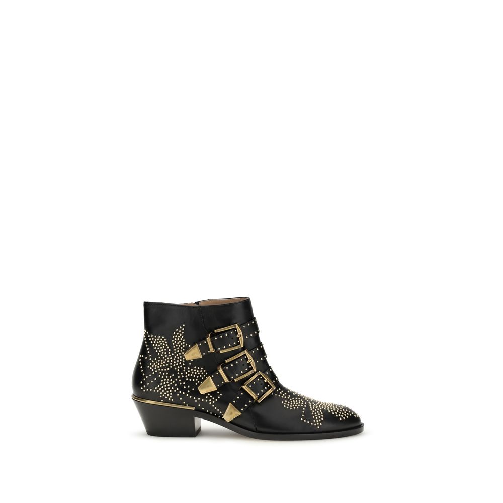 Chloé Black Calf Leather Bos Taurus Ankle Boots Chloé