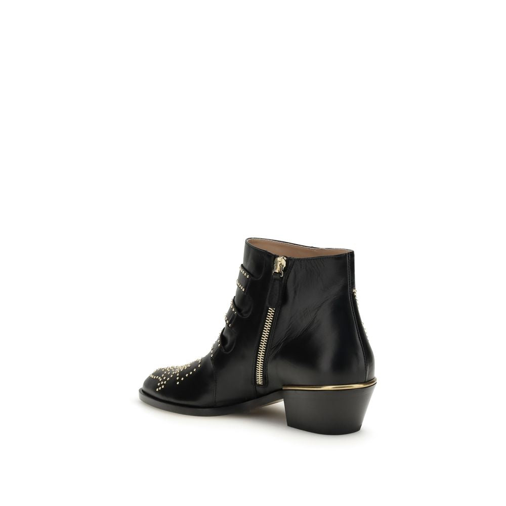 Chloé Black Calf Leather Bos Taurus Ankle Boots Chloé