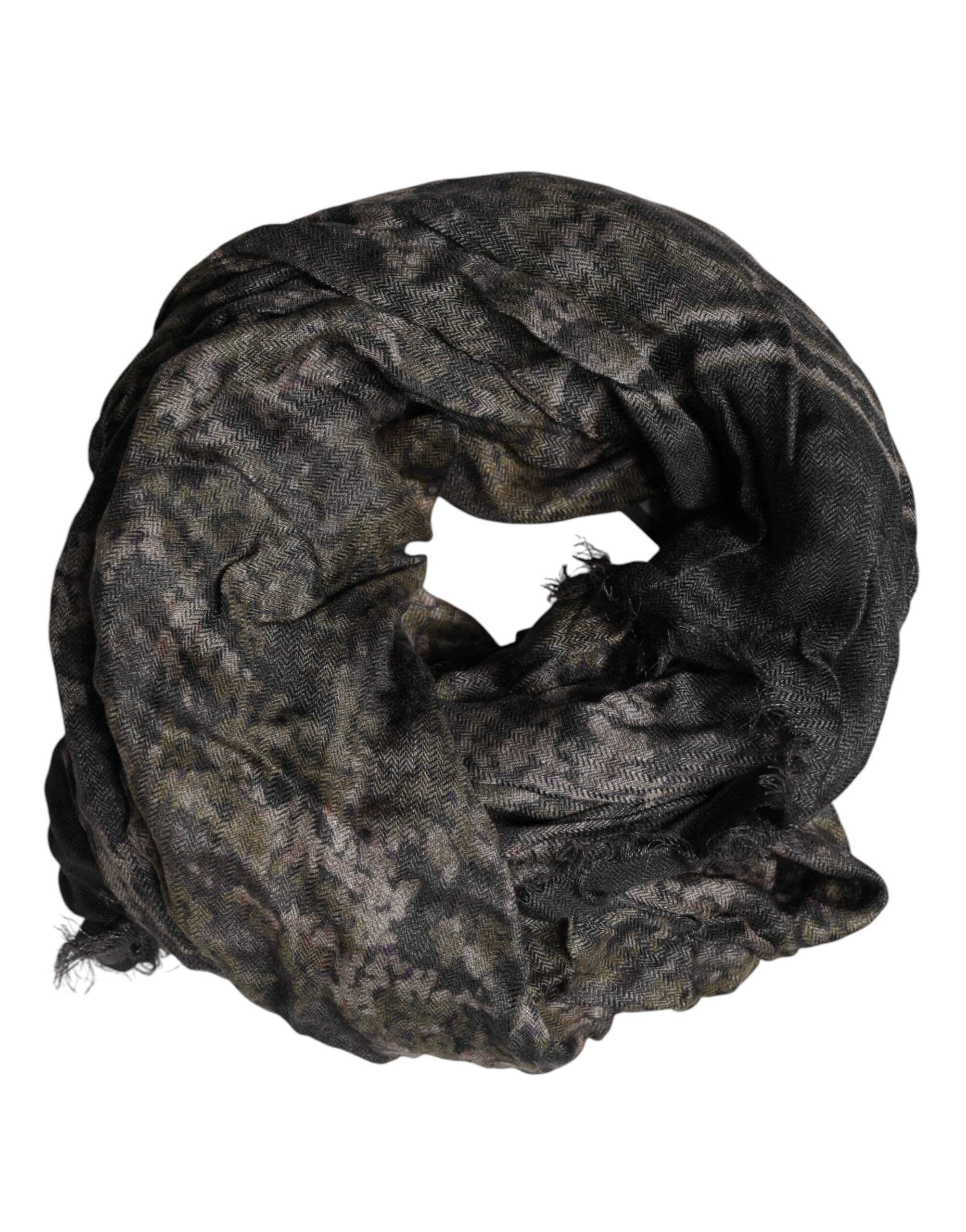 Dolce & Gabbana Brown Camouflage Modal Men Shawl Scarf Dolce & Gabbana