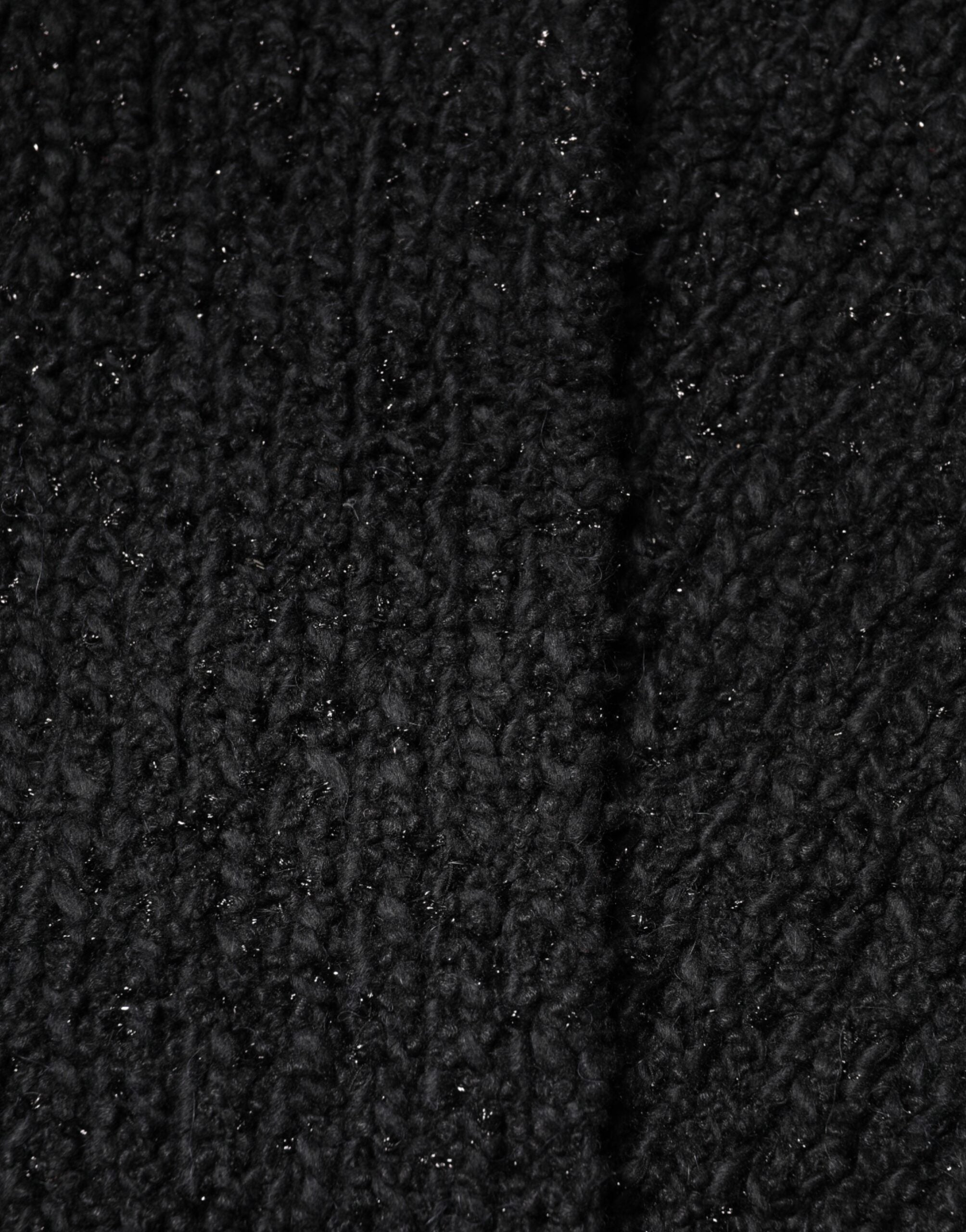 Dolce & Gabbana Black Cashmere Knit Shawl Fringes Scarf Dolce & Gabbana