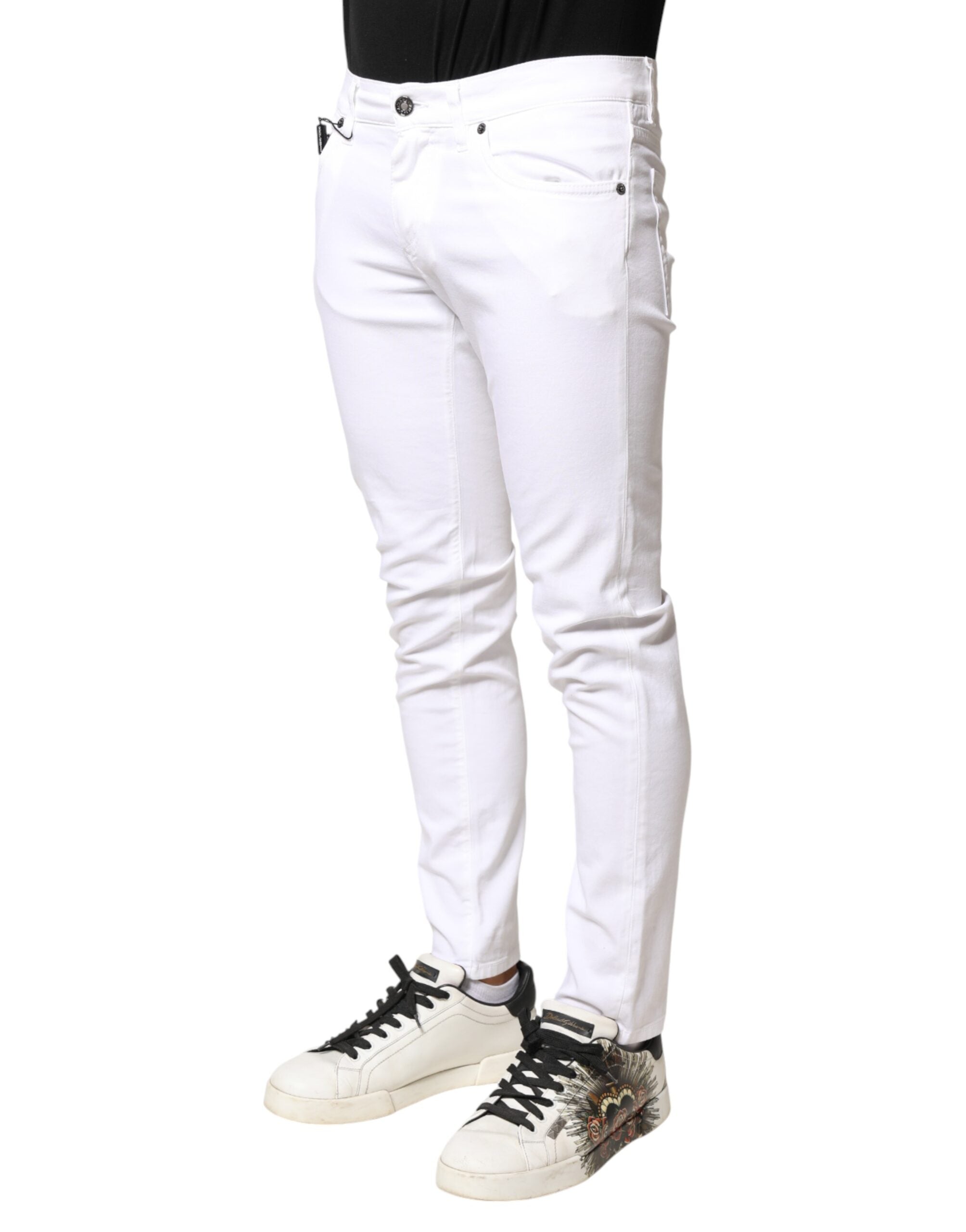 Dolce & Gabbana White Cotton Stretch Skinny Denim Men Jeans Dolce & Gabbana