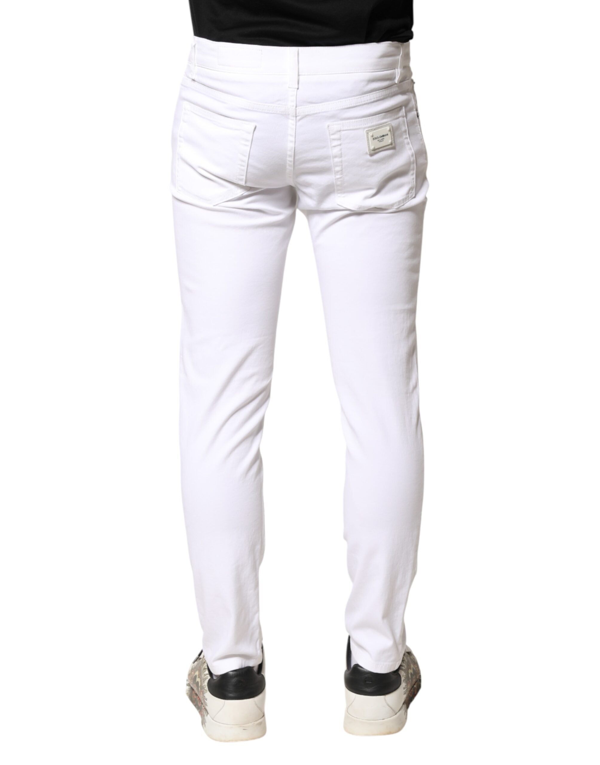Dolce & Gabbana White Cotton Stretch Skinny Denim Men Jeans Dolce & Gabbana