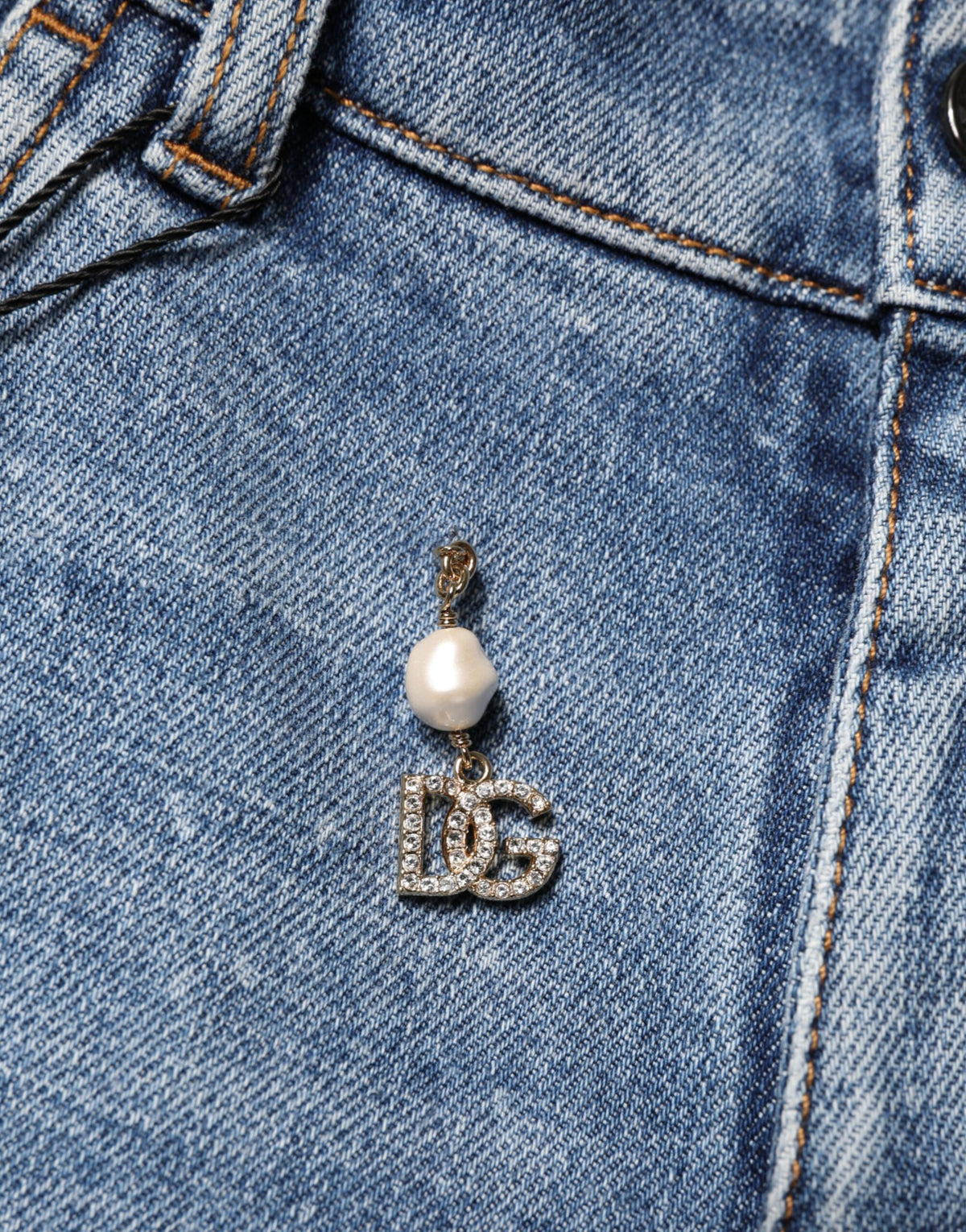Dolce & Gabbana Blue Embellished Cotton Skinny Denim Jeans