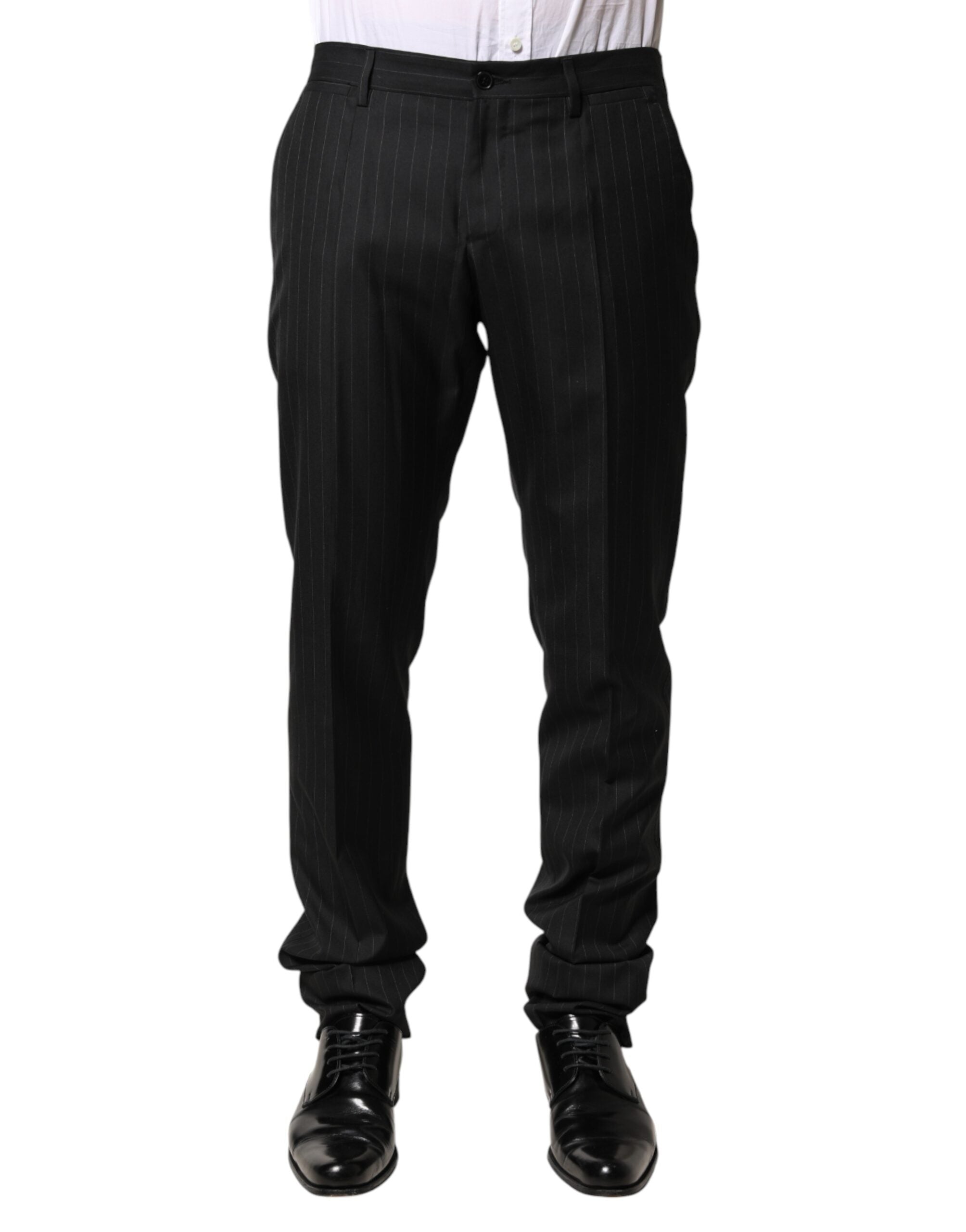 Dolce & Gabbana Black Stripes Wool Men Dress Trousers Pants Dolce & Gabbana
