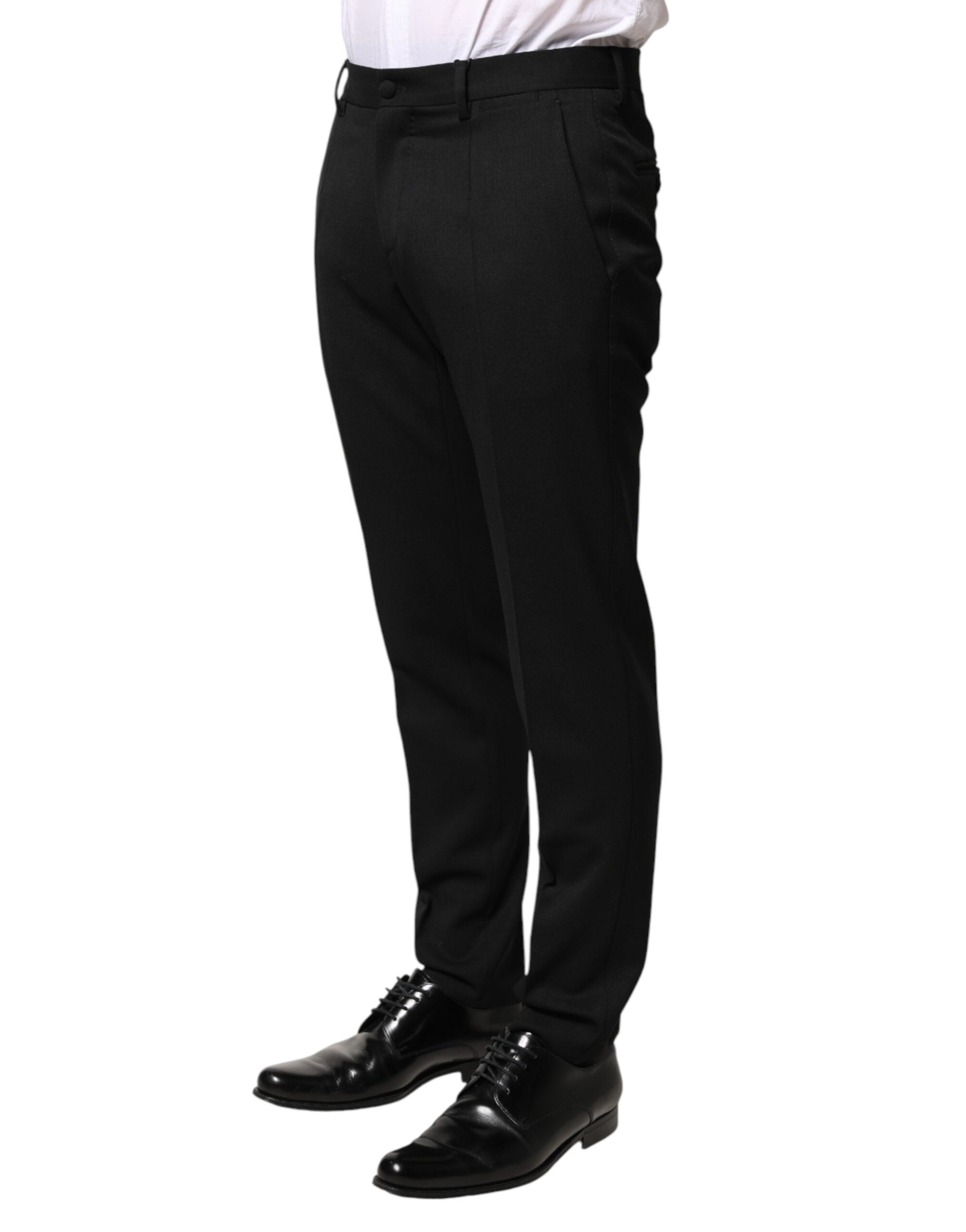 Dolce & Gabbana Black Wool Mid Waist Men Dress Trousers Pants Dolce & Gabbana