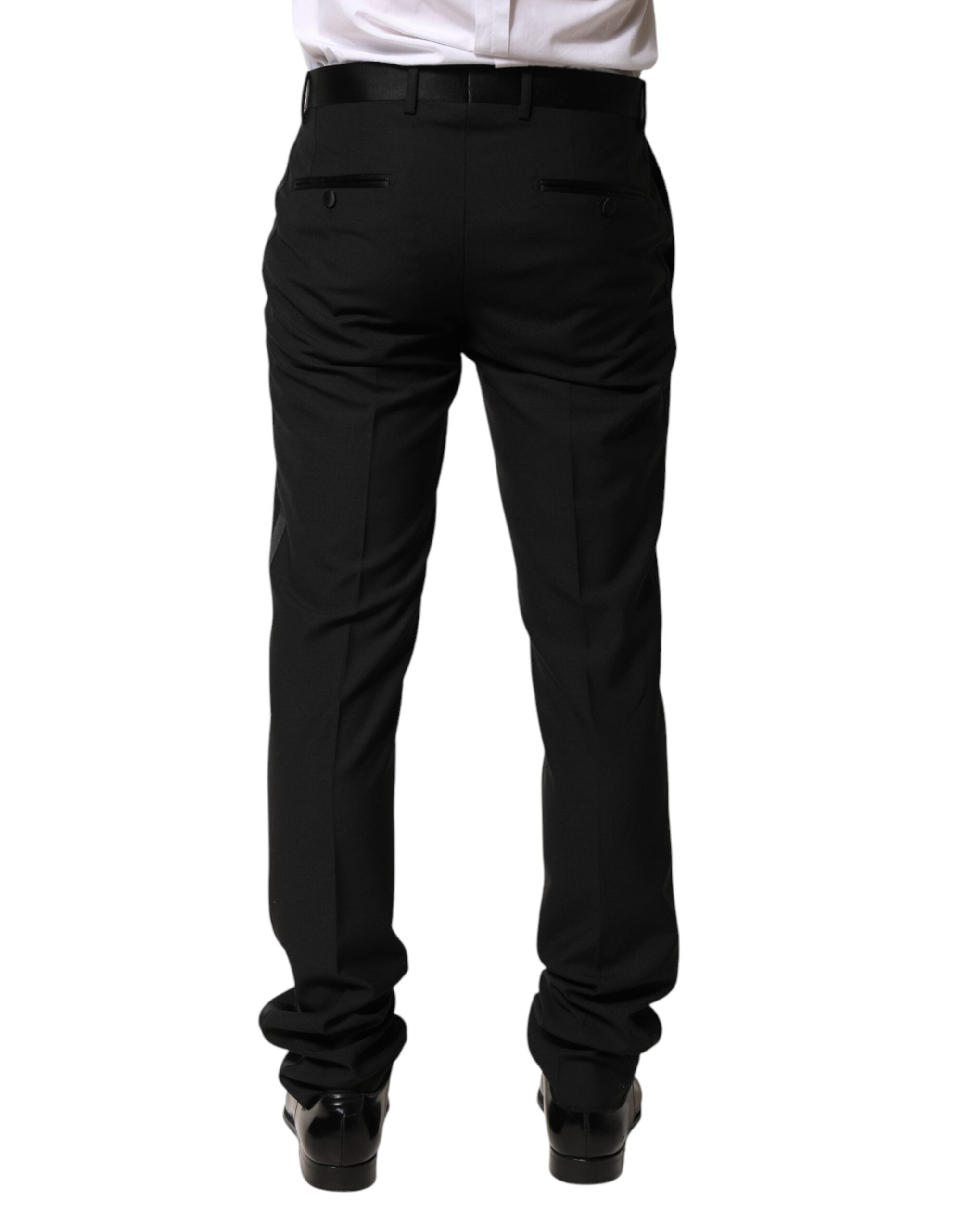 Dolce & Gabbana Black Wool Mid Waist Men Dress Trousers Pants Dolce & Gabbana