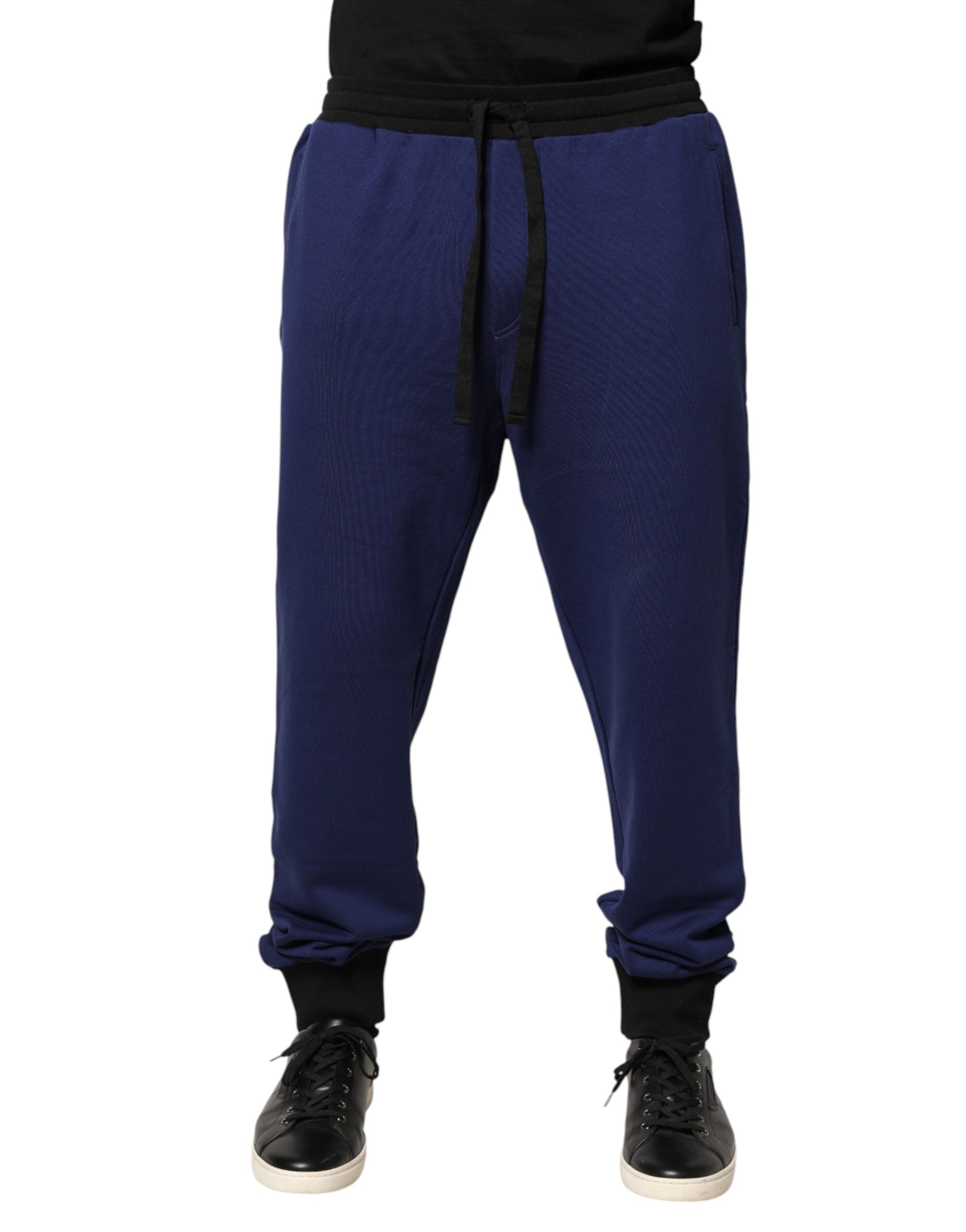Dolce & Gabbana Blue Cotton Mid Waist Jogger Trousers Pants Dolce & Gabbana