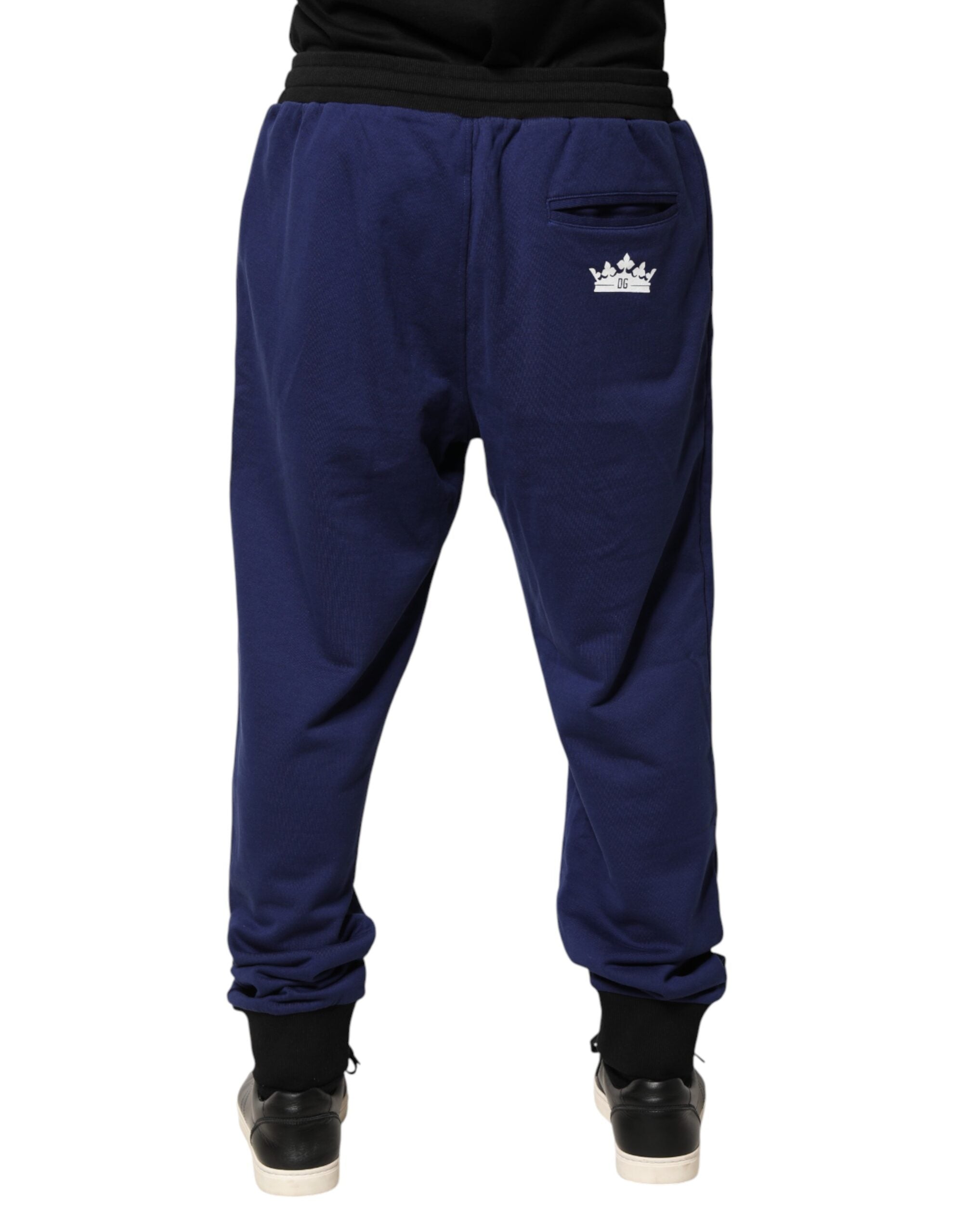 Dolce & Gabbana Blue Cotton Mid Waist Jogger Trousers Pants Dolce & Gabbana