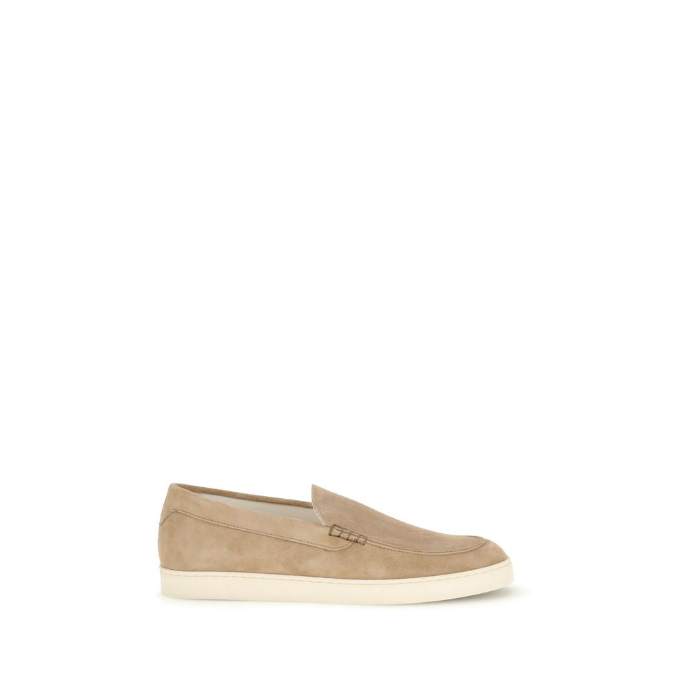 Brunello Cucinelli Beige Calf Leather Bos Taurus Slip-On Loafers Brunello Cucinelli