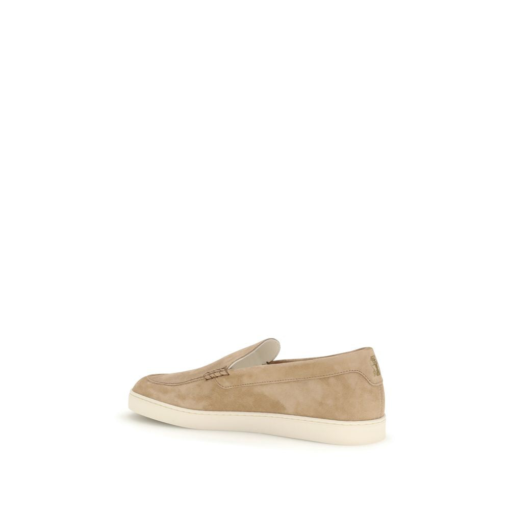 Brunello Cucinelli Beige Calf Leather Bos Taurus Slip-On Loafers Brunello Cucinelli