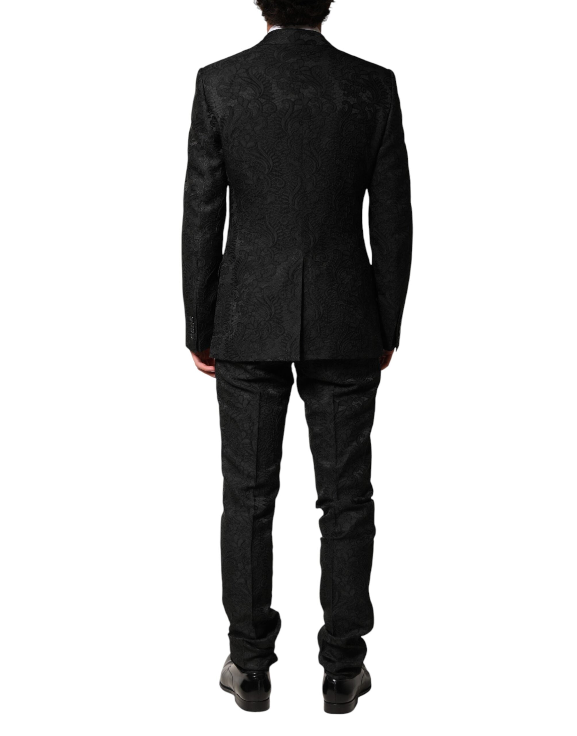 Dolce & Gabbana Black Brocade Single Breasted 2 Piece Suit Dolce & Gabbana