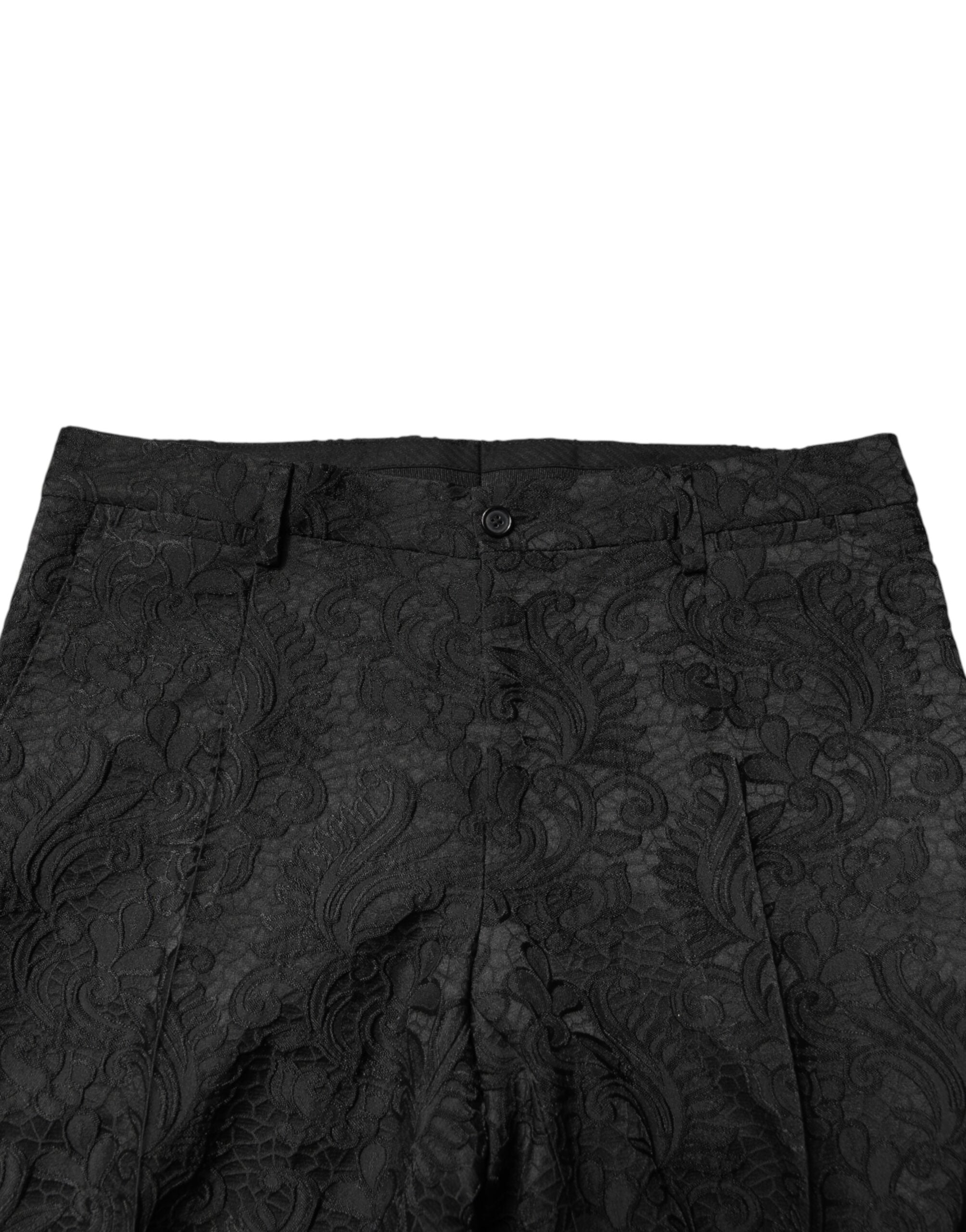 Dolce & Gabbana Black Brocade Single Breasted 2 Piece Suit Dolce & Gabbana