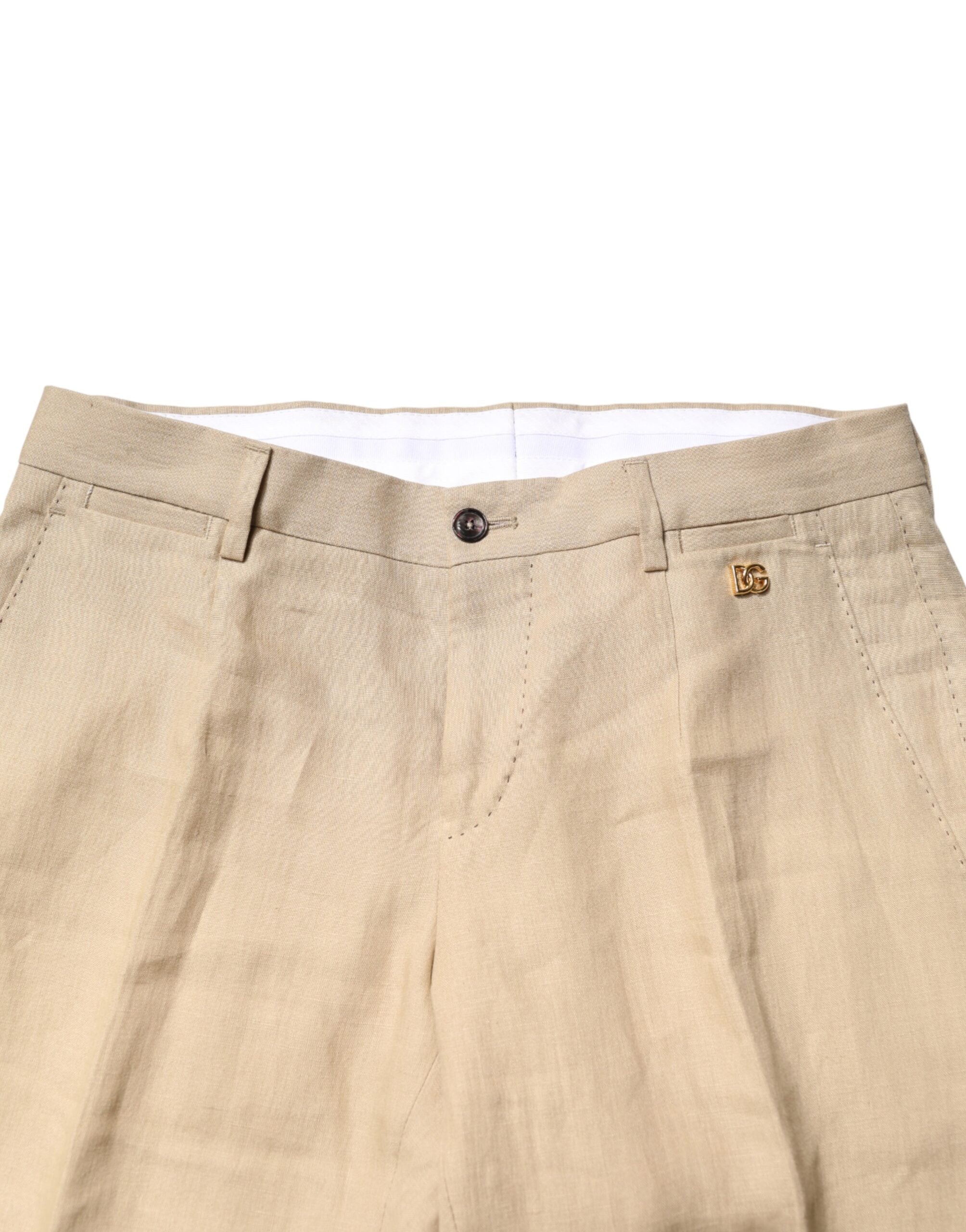 Dolce & Gabbana Beige Linen Single Breasted 2 Piece Suit Dolce & Gabbana
