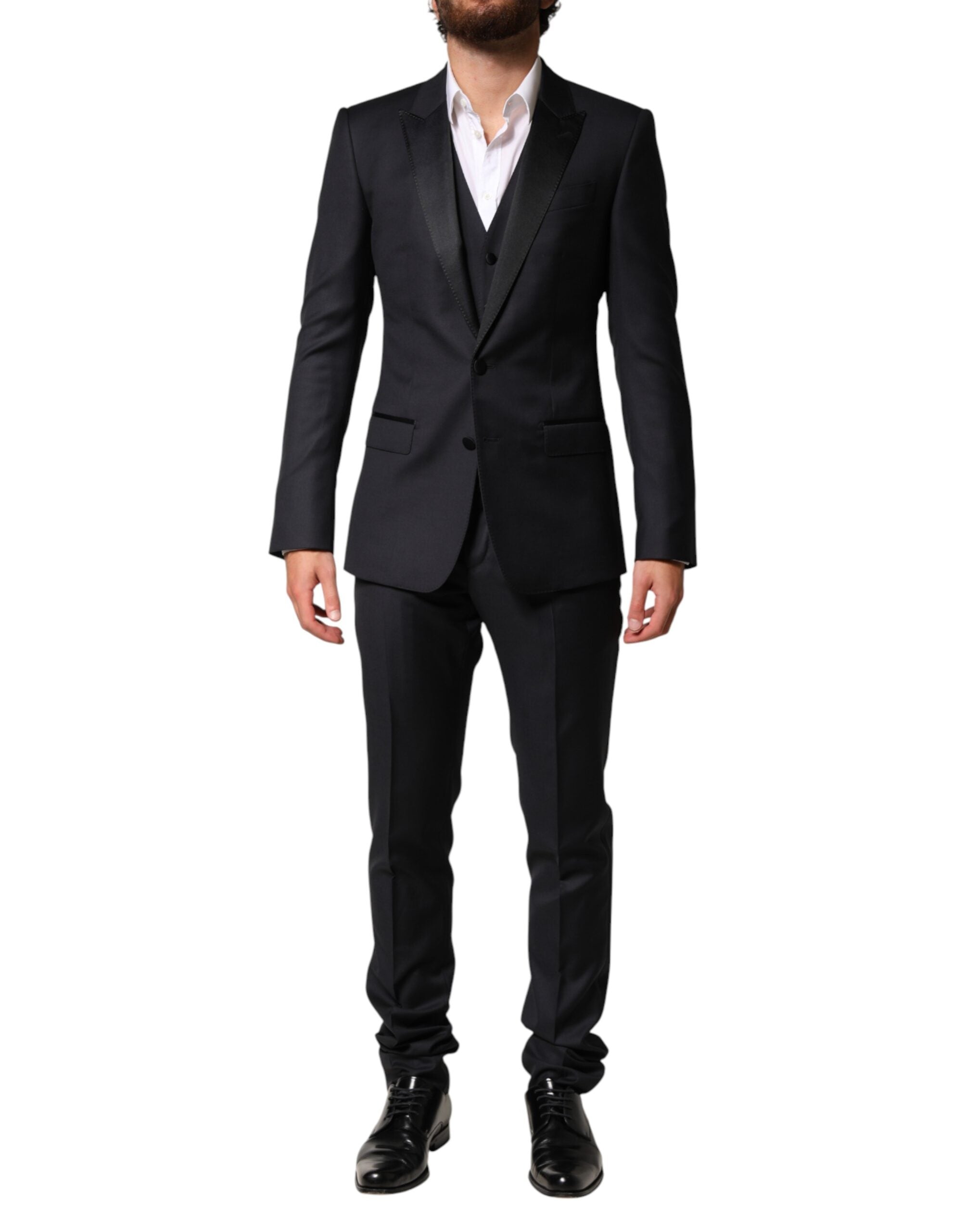 Dolce & Gabbana Black Wool Single Breasted 3 Piece Men Suit Dolce & Gabbana