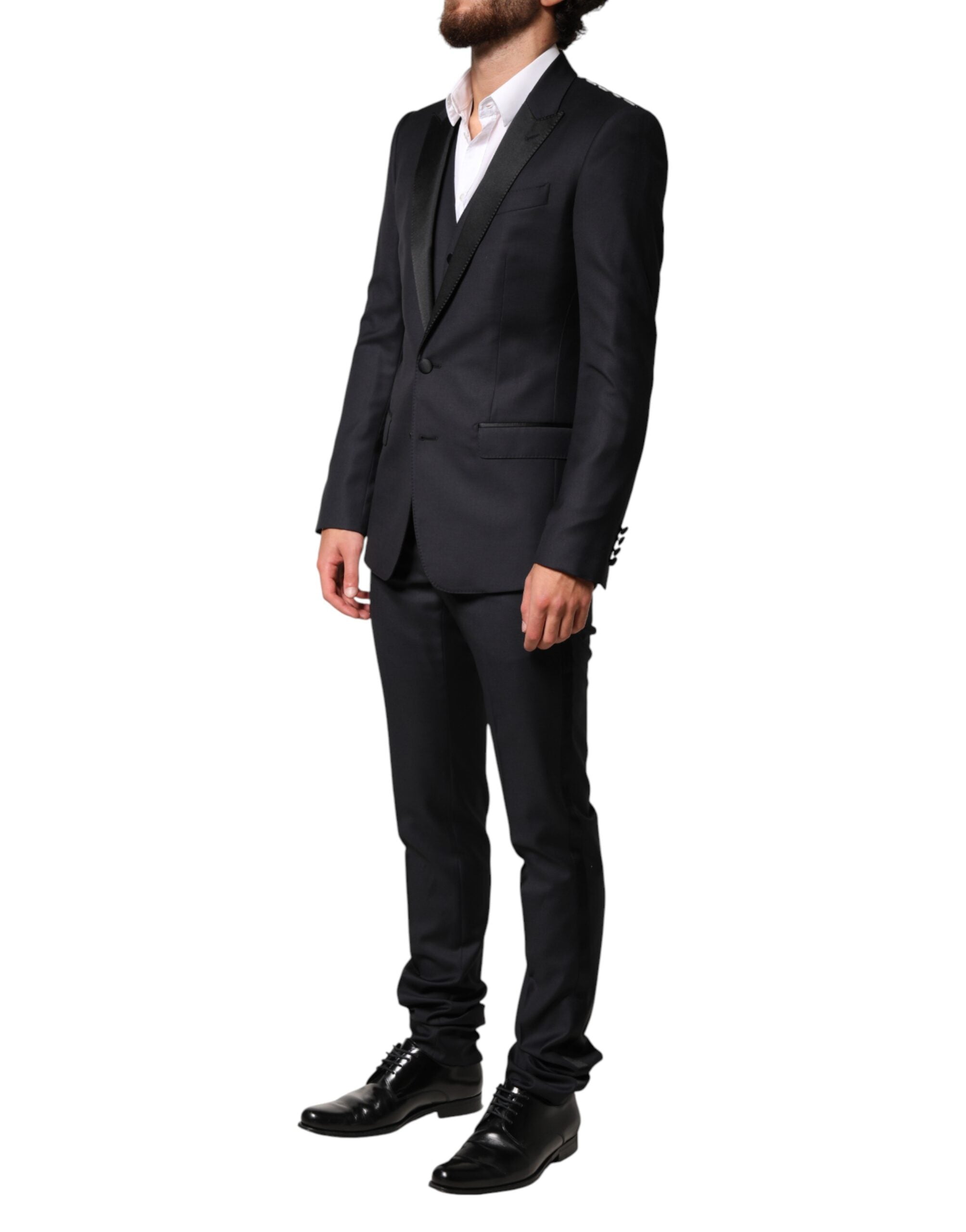 Dolce & Gabbana Black Wool Single Breasted 3 Piece Men Suit Dolce & Gabbana