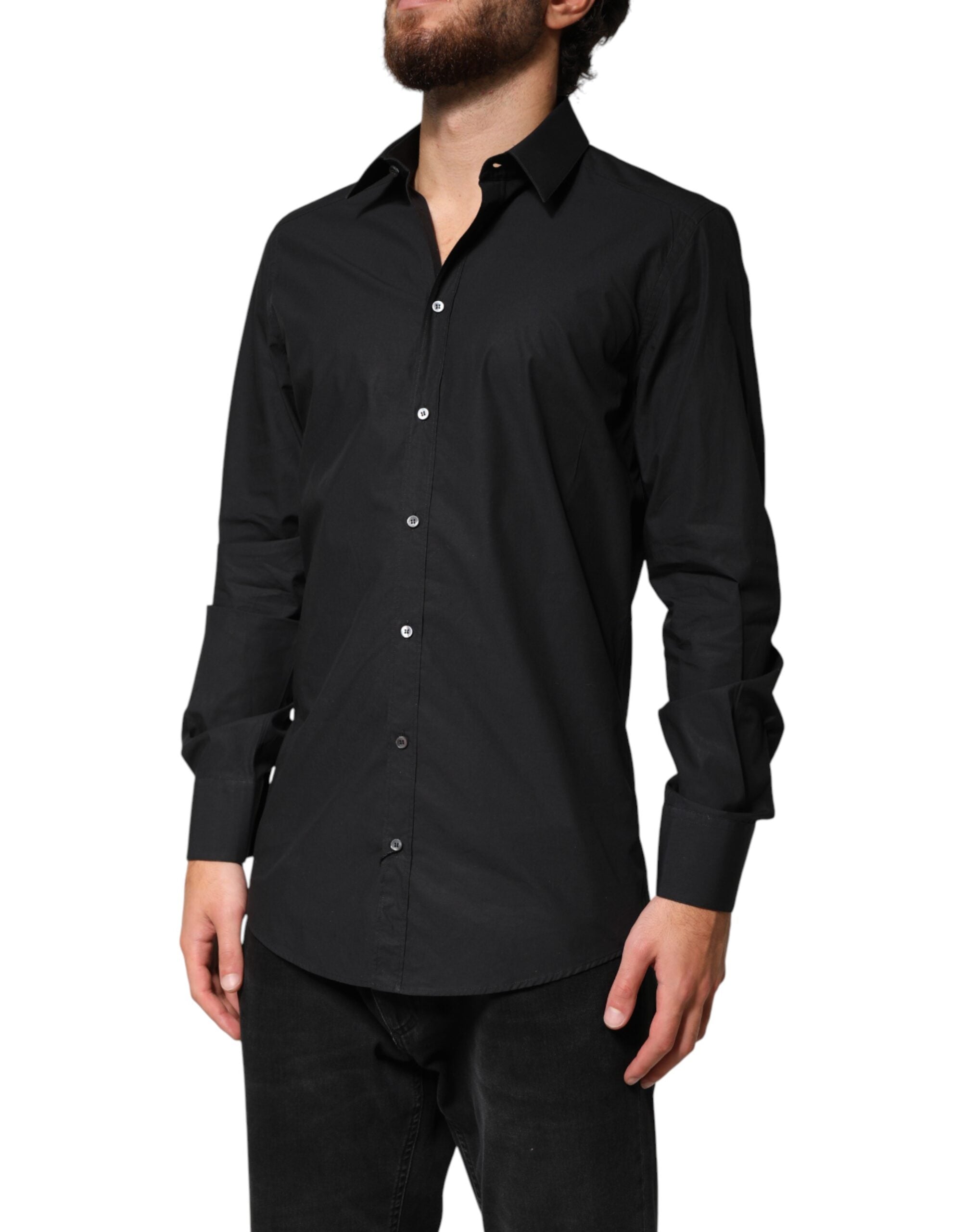 Dolce & Gabbana Black GOLD Cotton Men Dress Formal Shirt Dolce & Gabbana