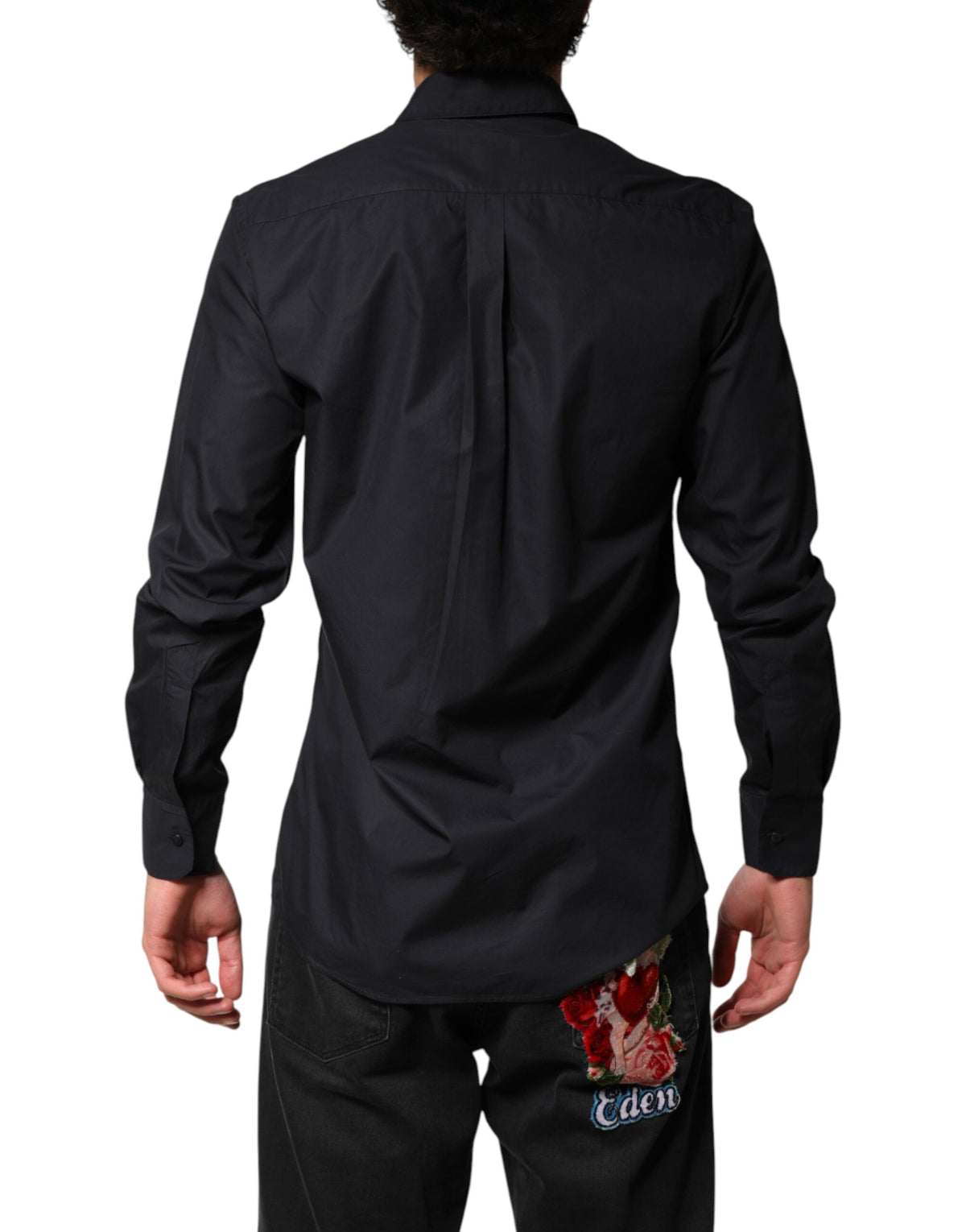 Dolce & Gabbana Black Cotton Long Sleeves Dress Formal Shirt